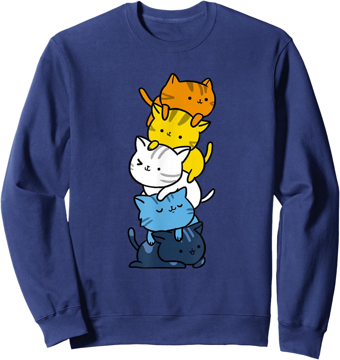 Kawaii Cat Pile Aroace Pride Flag Sweatshirt - Sweatshirt | Navy