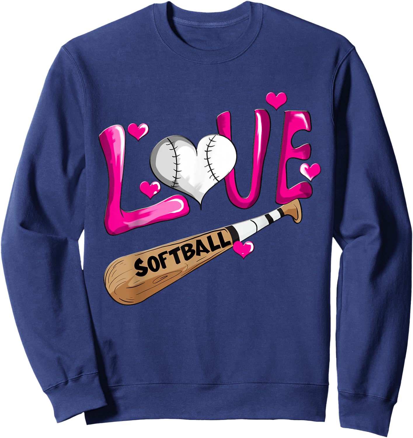 Love Softball Girl Softball Bat Women Field Player Sweatshirt - Sweatshirt | Navy