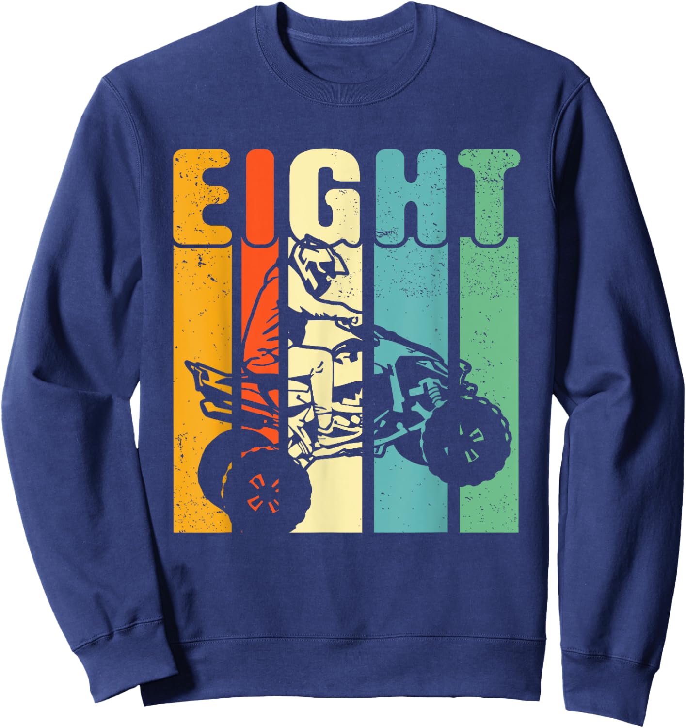 8th Birthday ATV Off Road Four Wheeler Quad Bike Mud Racing Sweatshirt - Sweatshirt | Navy