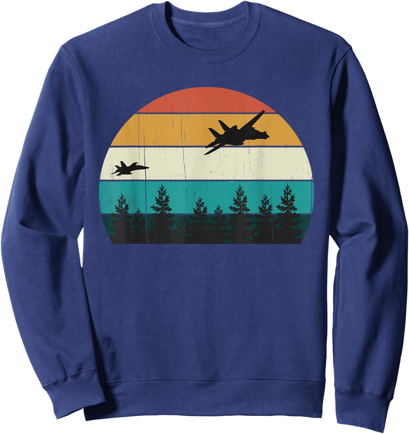 Retro Dog Fight Aircraft Pilot: Vintage Sunset Military Jets Sweatshirt - Sweatshirt | Navy