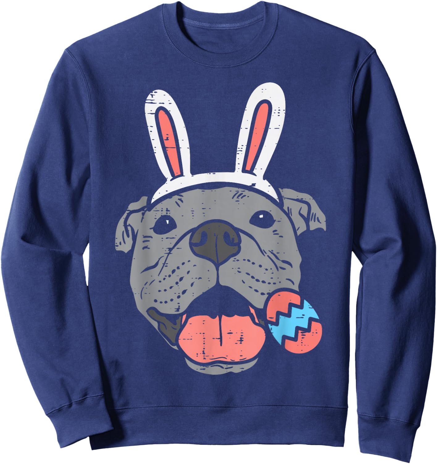 Easter Pitbull Bunny Face Pittie Dog Lover Men Women Kids Sweatshirt - Sweatshirt | Navy