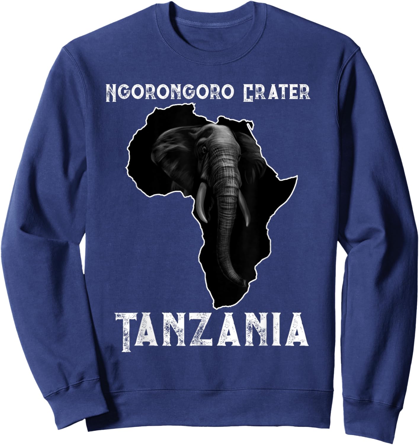 Vintage Sunset Elephant Safari Ngorongoro Crater Tanzania Sweatshirt - Sweatshirt | Navy