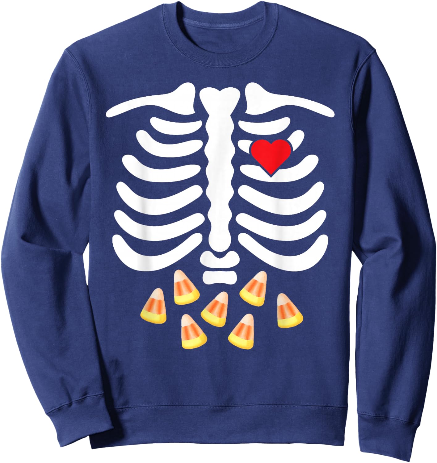 Halloween Skeleton Junk Food Belly Candy Corn T Shirt Sweatshirt - Sweatshirt | Navy