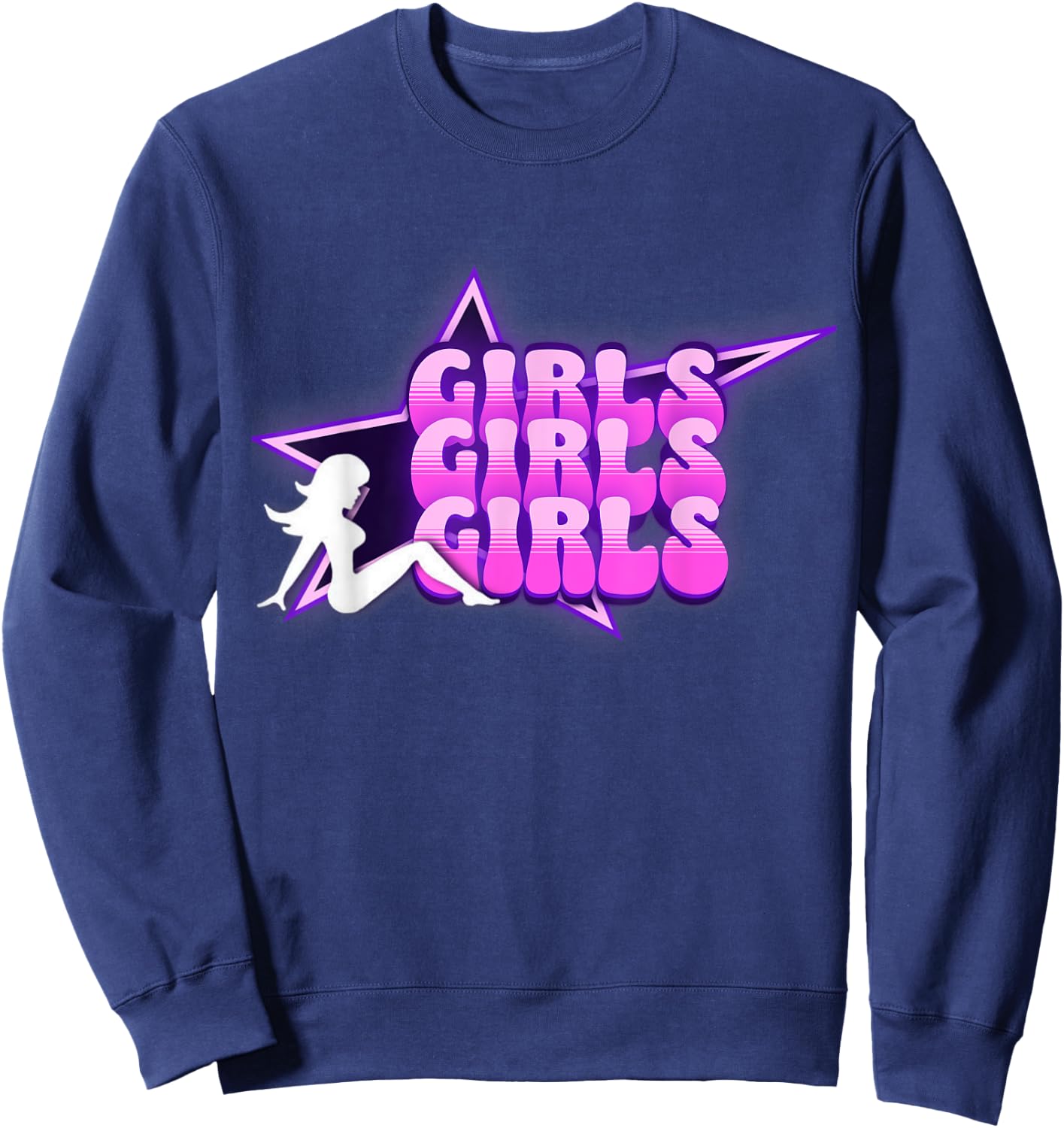 Girls Girls Girls Mudflap Girl Trucker Girl Neon Gifts Sweatshirt - Sweatshirt | Navy