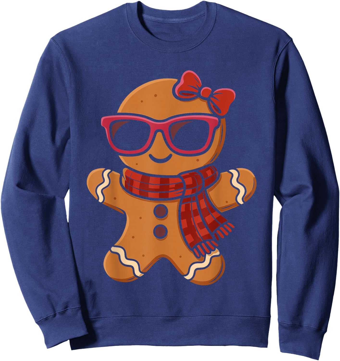 Cute Gingerbread Christmas Girls Xmas Sweatshirt - Sweatshirt | Navy