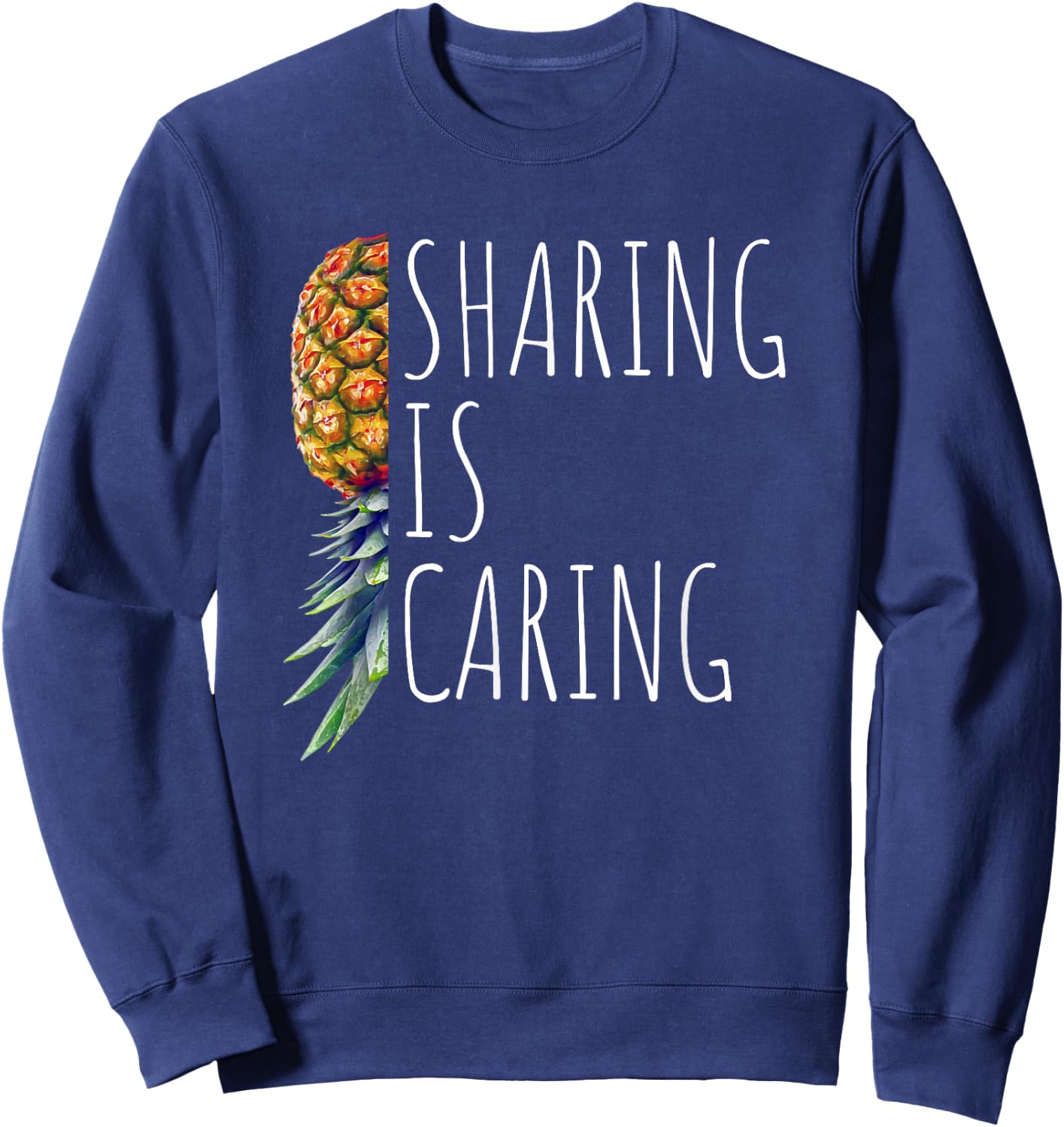 Funny Sharing is Caring Upside Down Pineapple Swinger Sweatshirt - Sweatshirt | Navy
