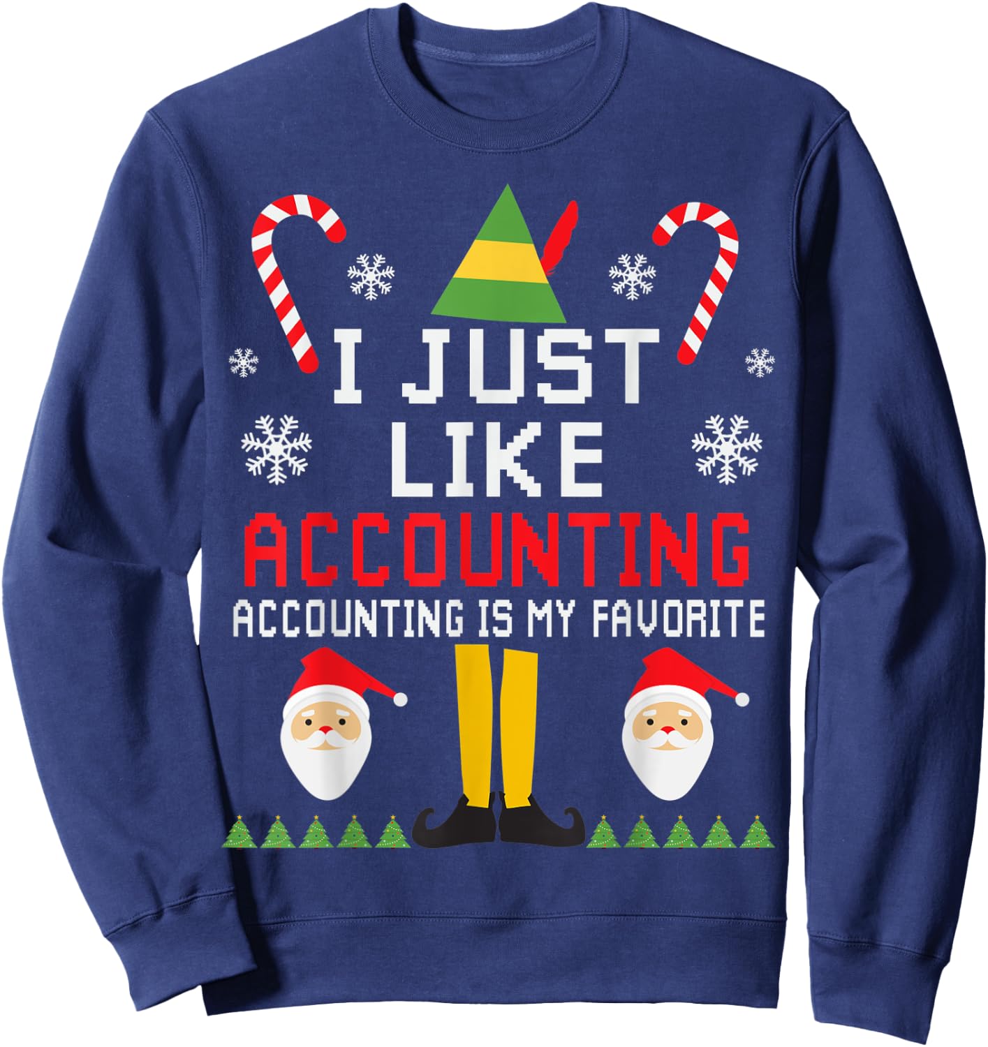 The Christmas Shop Accounting Christmas Graphic Shirt for Accountants, -Adults, Red, Small, , Classic Fit, Modern Ugly Sweater Style, Christmas, Celebration, Cotton, Polyester Sweatshirt - Sweatshirt | Navy