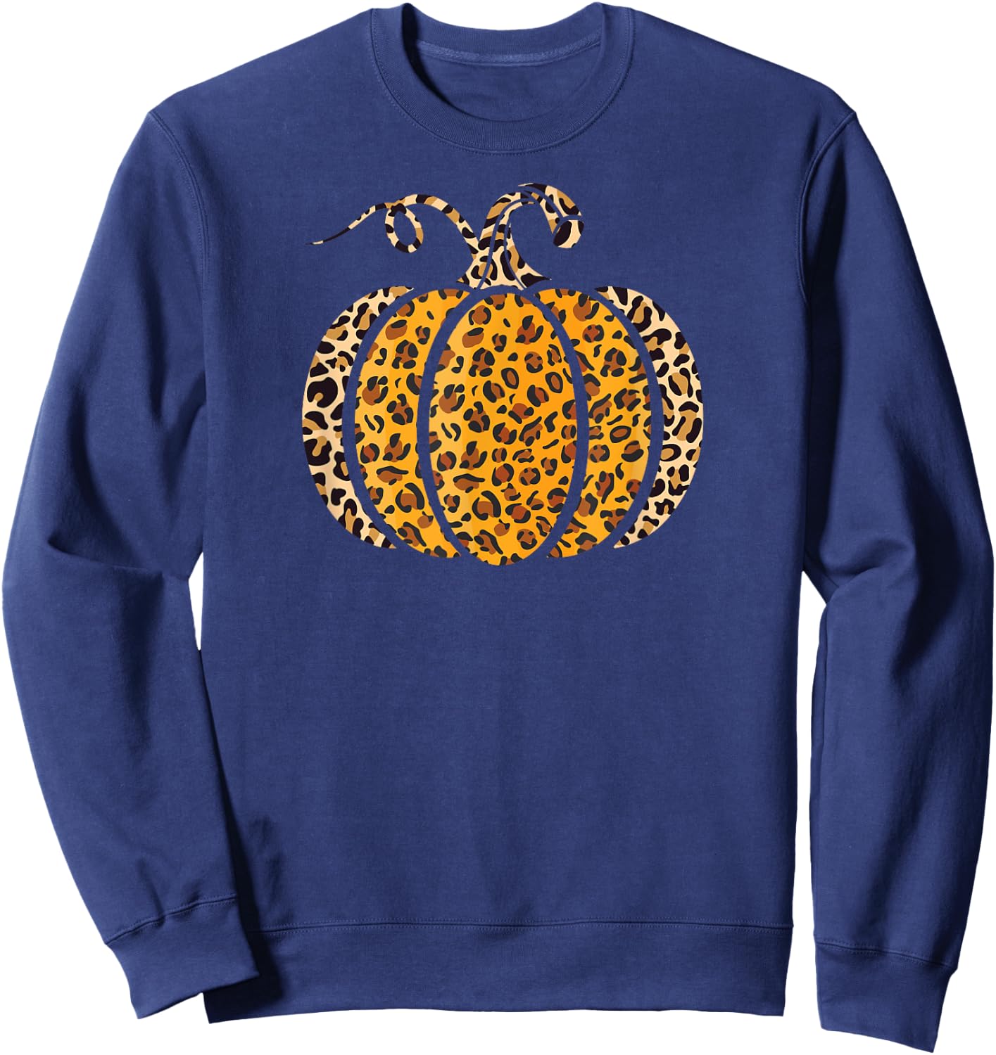 Pumpkin Leopard Print Funny Halloween Costume Autumn Pumpkin Sweatshirt - Sweatshirt | Navy
