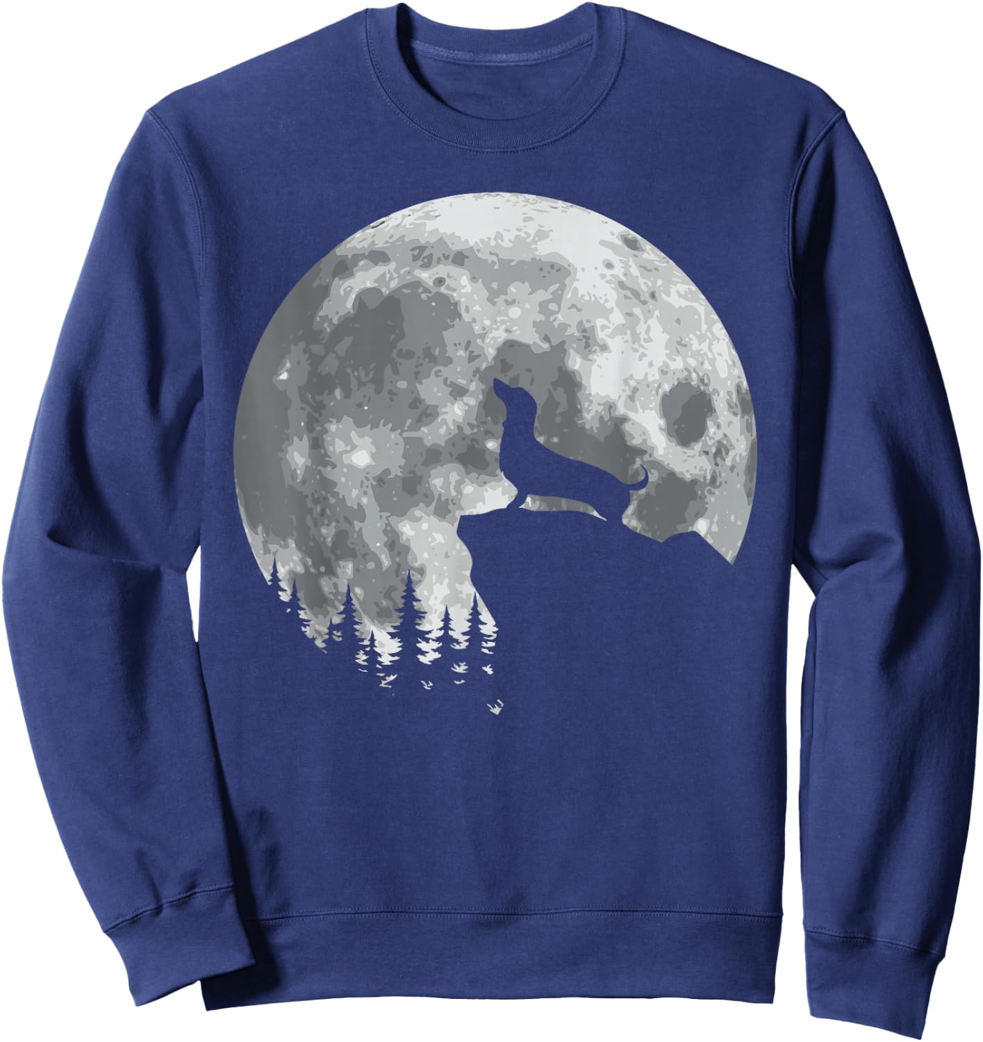 Funny Howling Dachshund Full Moon Wiener Dog Vintage Design Sweatshirt - Sweatshirt | Navy