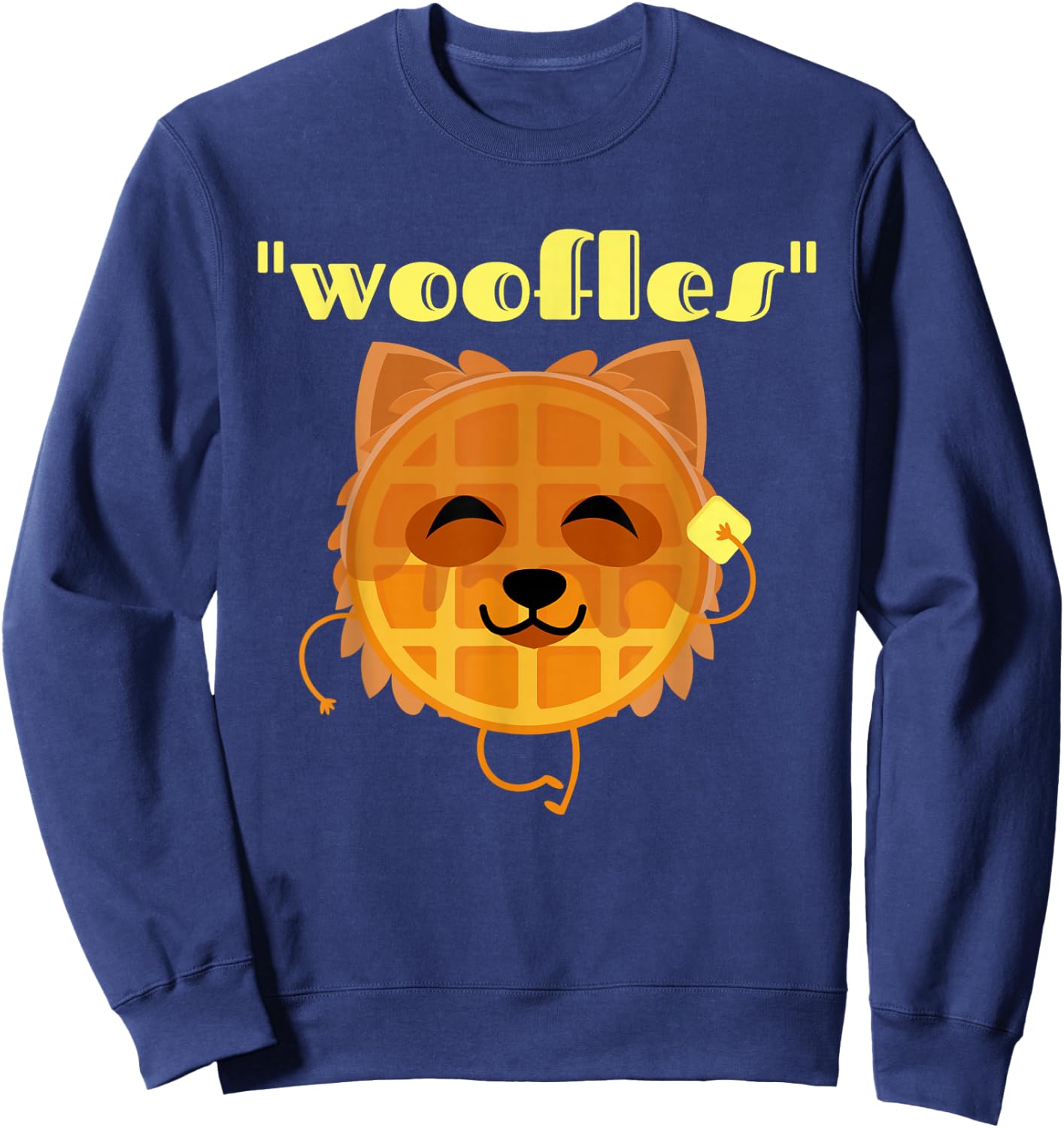 Woofles Waffle Kawaii Yorkie Terrier Pup Pun For Dog Lovers Sweatshirt - Sweatshirt | Navy