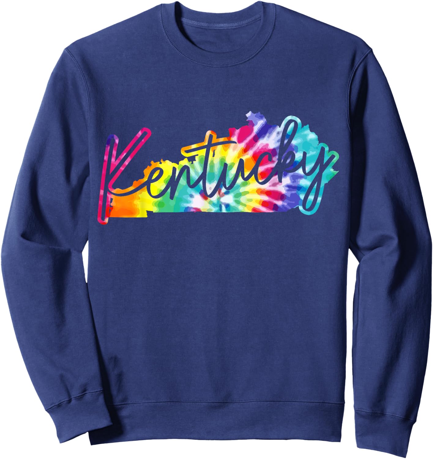 Kentucky Tie Dye State Map Pride Hippie Vintage Retro Sweatshirt - Sweatshirt | Navy