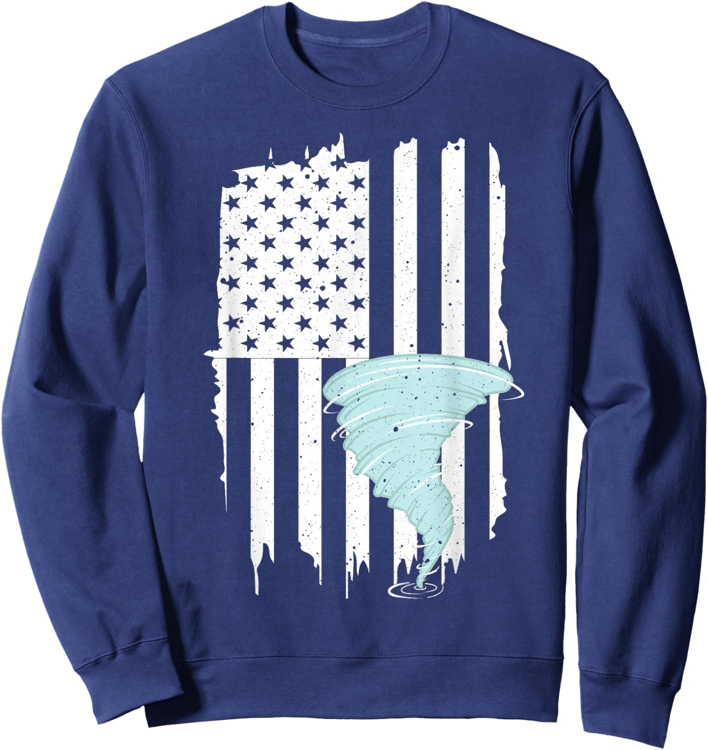 Tornado US Flag Hurricane Storm Tornado Chaser Men Women Sweatshirt - Sweatshirt | Navy