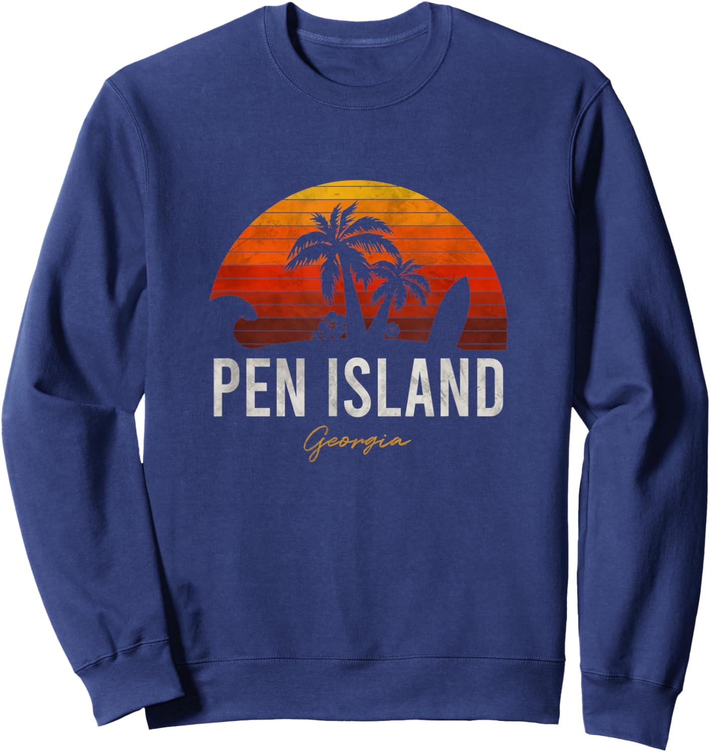 Pen Island Beach Georgia GA Palms Vacation Surf Sundown Men Women Kids Sweatshirt - Sweatshirt | Navy