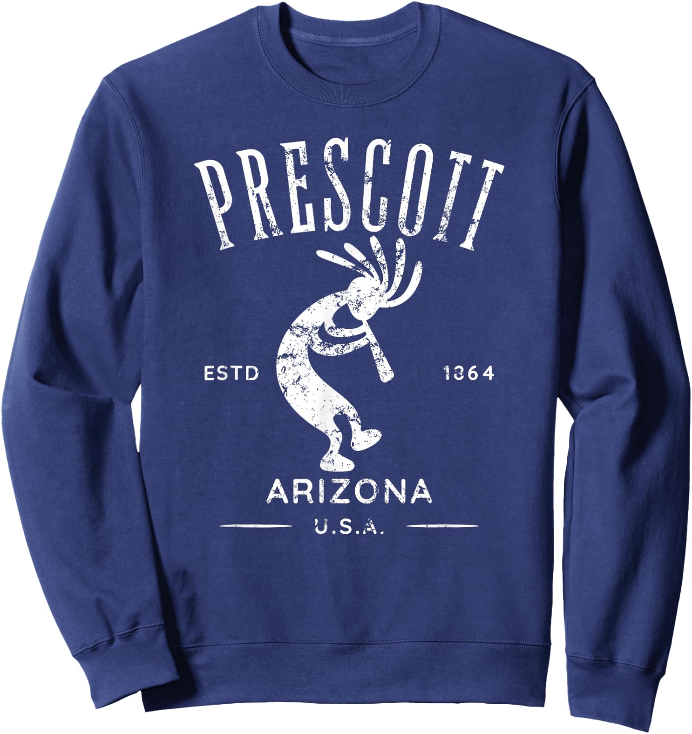 Prescott Arizona Dancing Kokopelli Distressed Design Sweatshirt - Sweatshirt | Navy