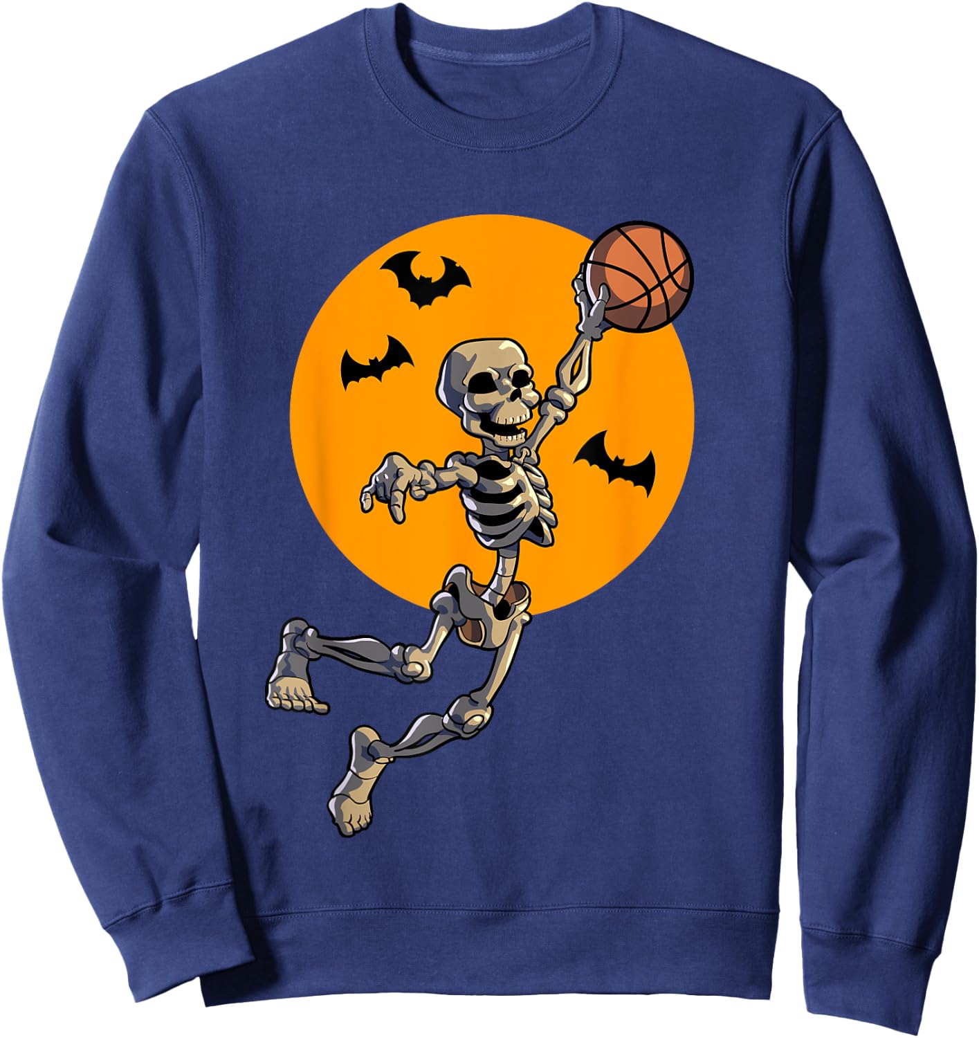 Basketball Skeleton Halloween Men Boys Basketball Halloween Sweatshirt - Sweatshirt | Navy