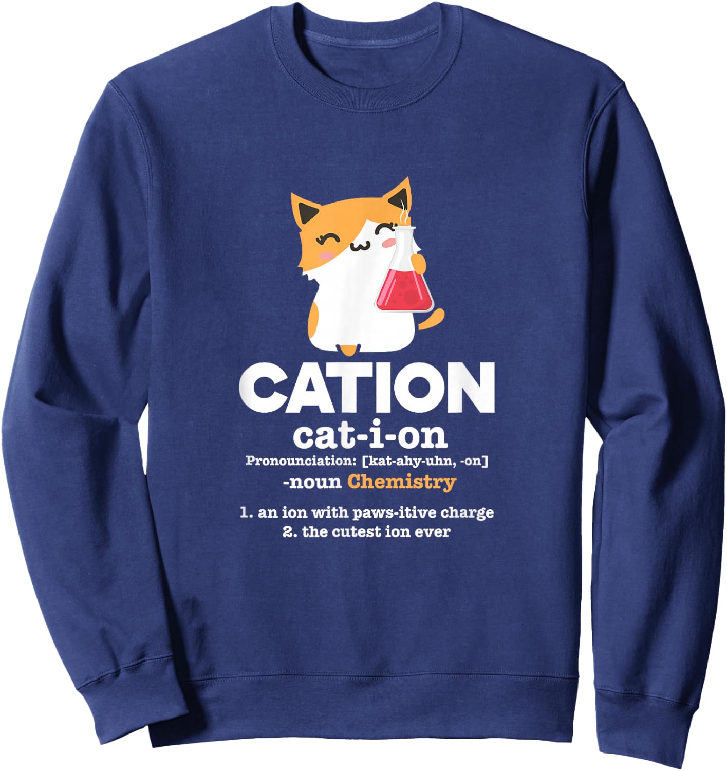 Cation Cat Ion Science Chemistry Definition Sweatshirt - Sweatshirt | Navy
