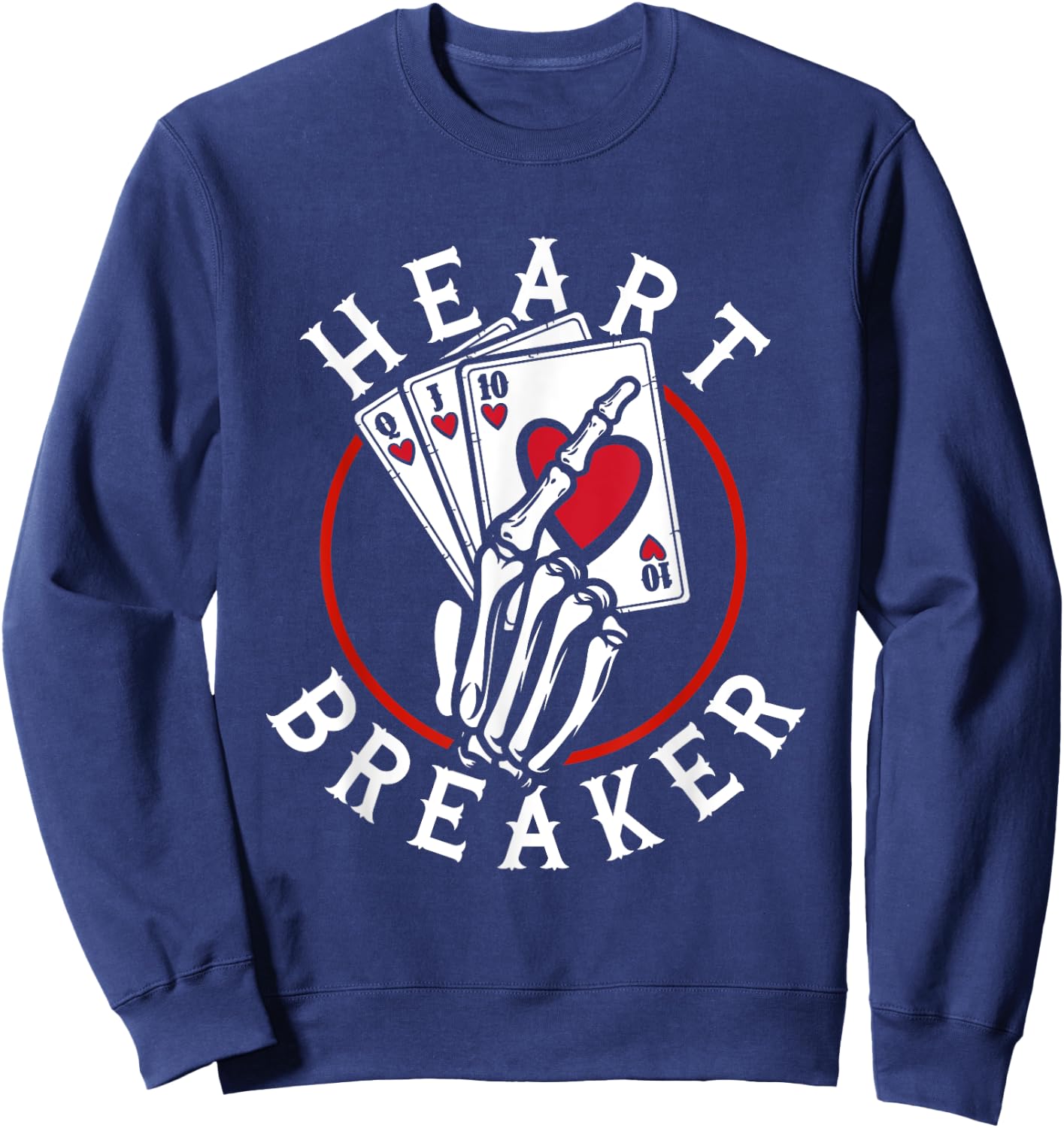 Heart Breaker Skeleton Playing Cards Poker Casino Love Game Sweatshirt - Sweatshirt | Navy