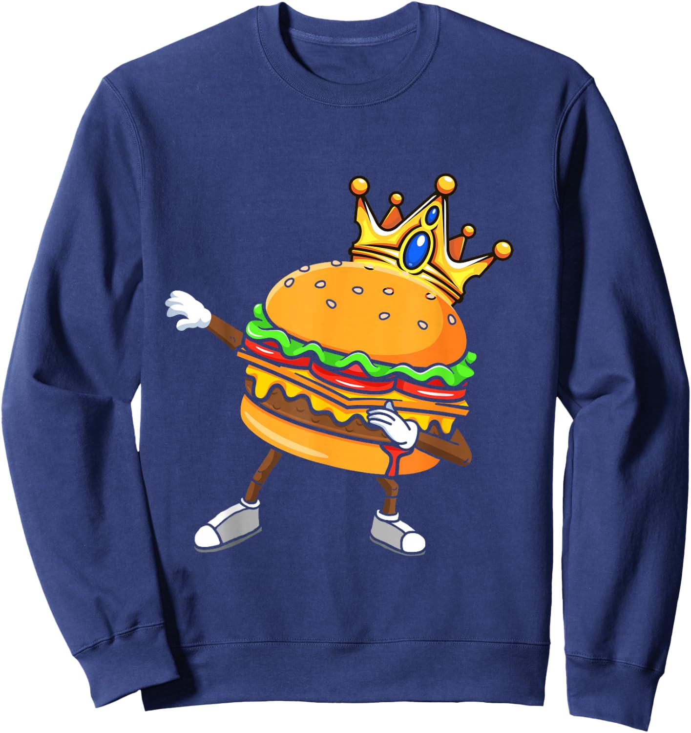 Dabbin King Of Burgers Burger Dab Dancing Men Women Boy Girl Sweatshirt - Sweatshirt | Navy