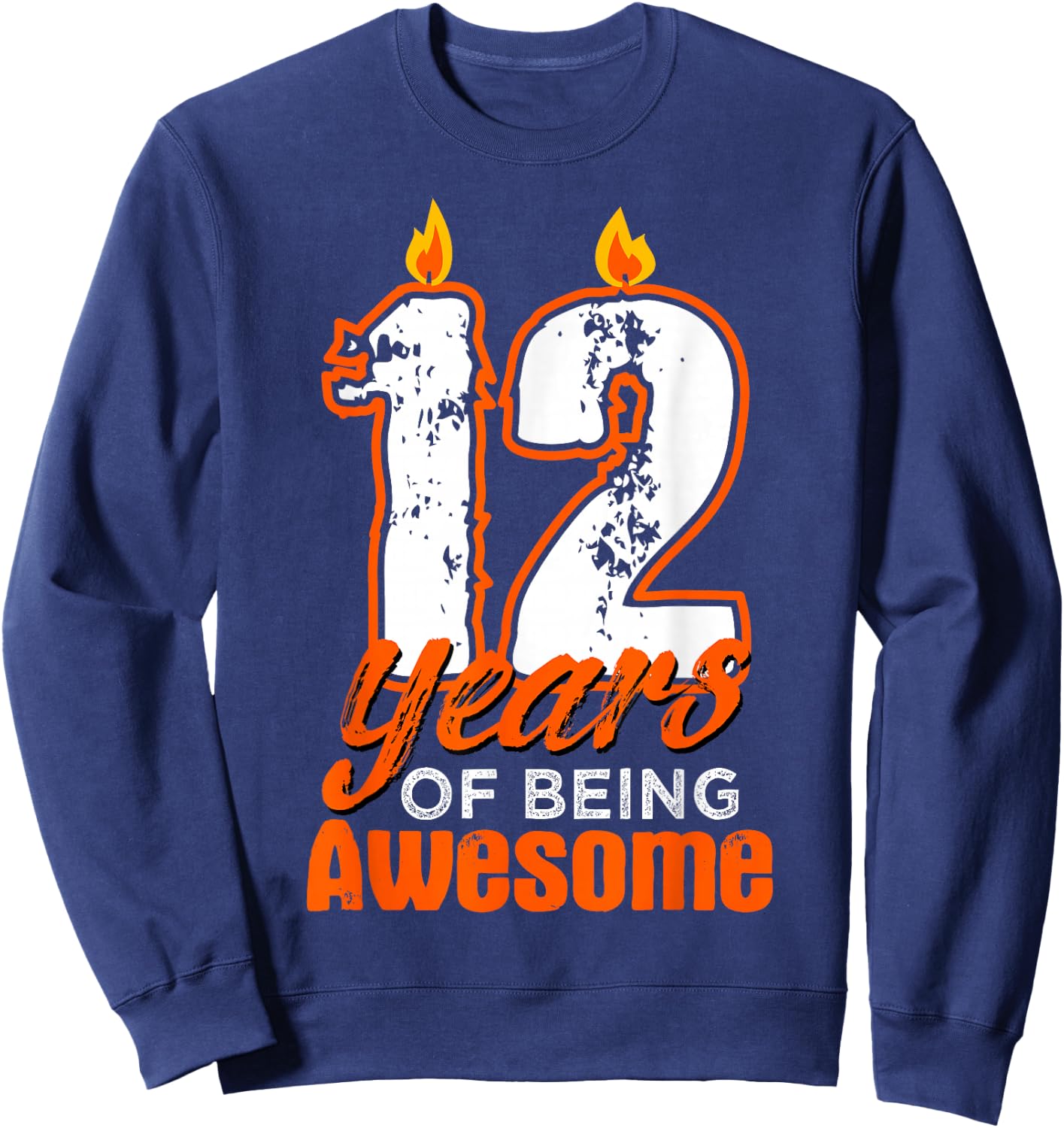 Candle 12 Birthday Party Wishes Cake Decoration Candlelight Sweatshirt - Sweatshirt | Navy