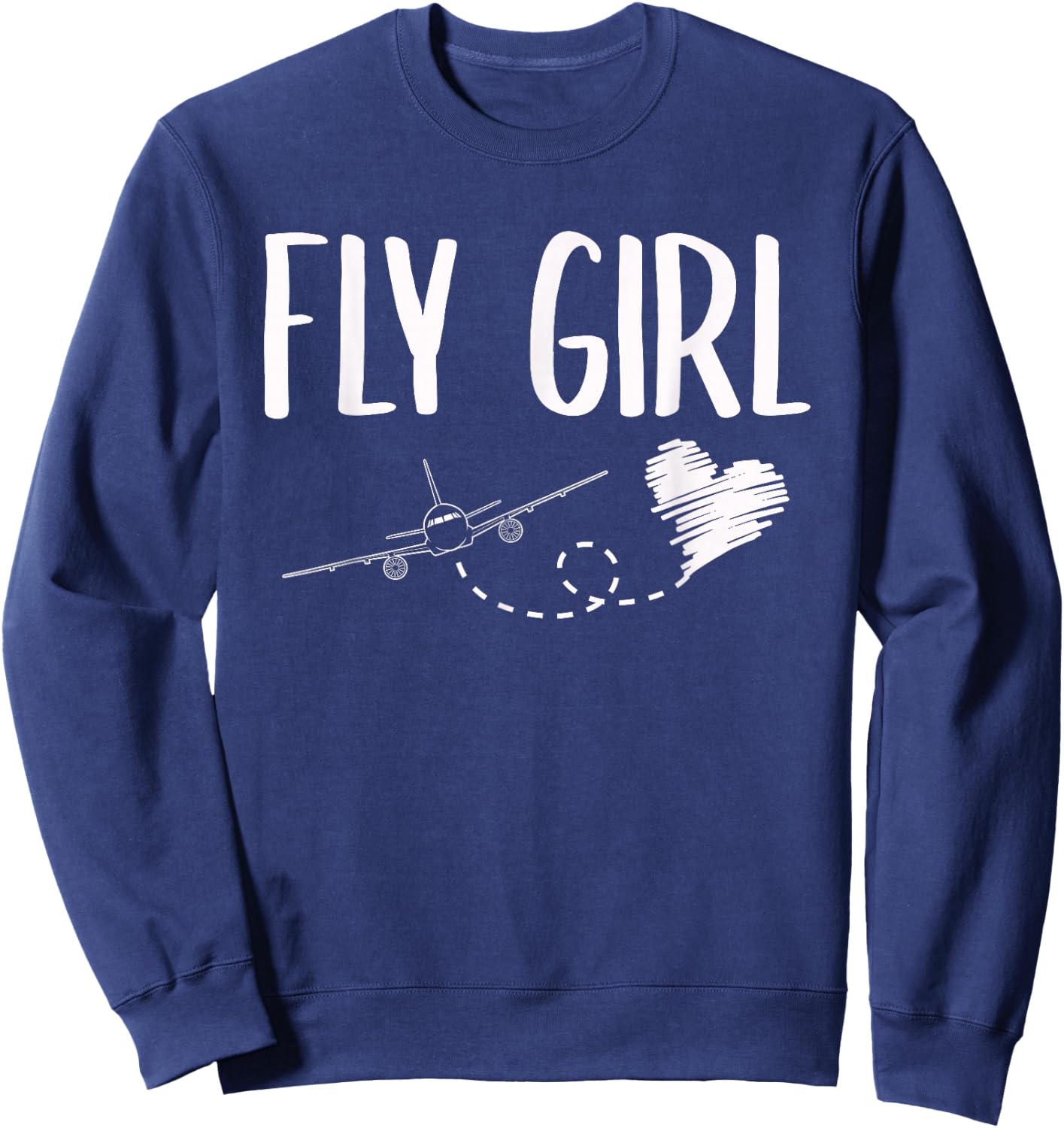 Plane Airplane Flying Travel Flight Attendant Fly Girl Heart Sweatshirt - Sweatshirt | Navy