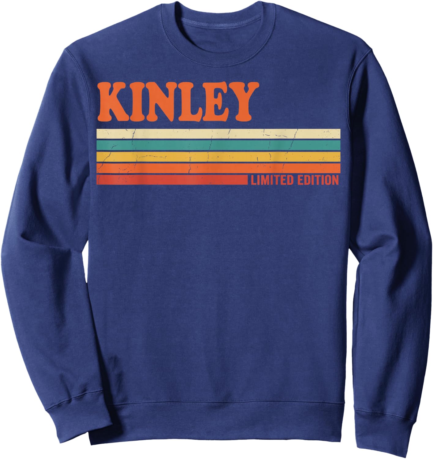 Kinley Retro Personalized First Name Vintage Stripes Sweatshirt - Sweatshirt | Navy