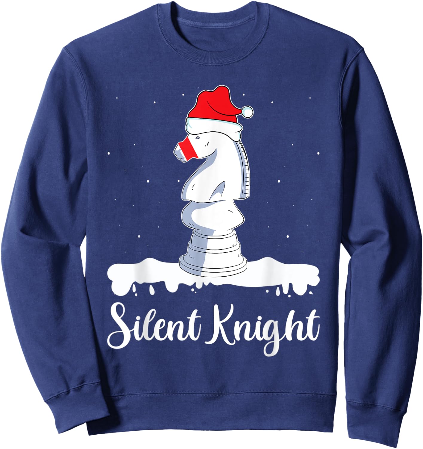 Silent Knight Chess Pun Xmas Knight Figure Christmas Chess Sweatshirt - Sweatshirt | Navy