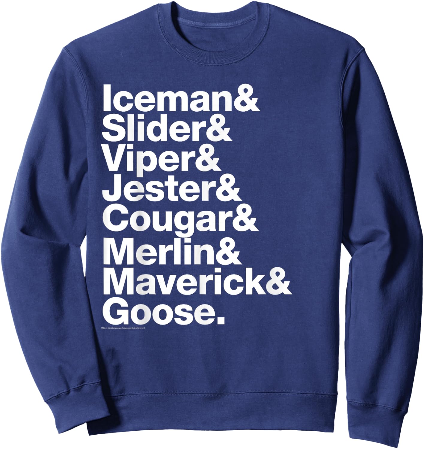 Top Gun List of Pilot Names White Text Action Movie Sweatshirt - Sweatshirt | Navy