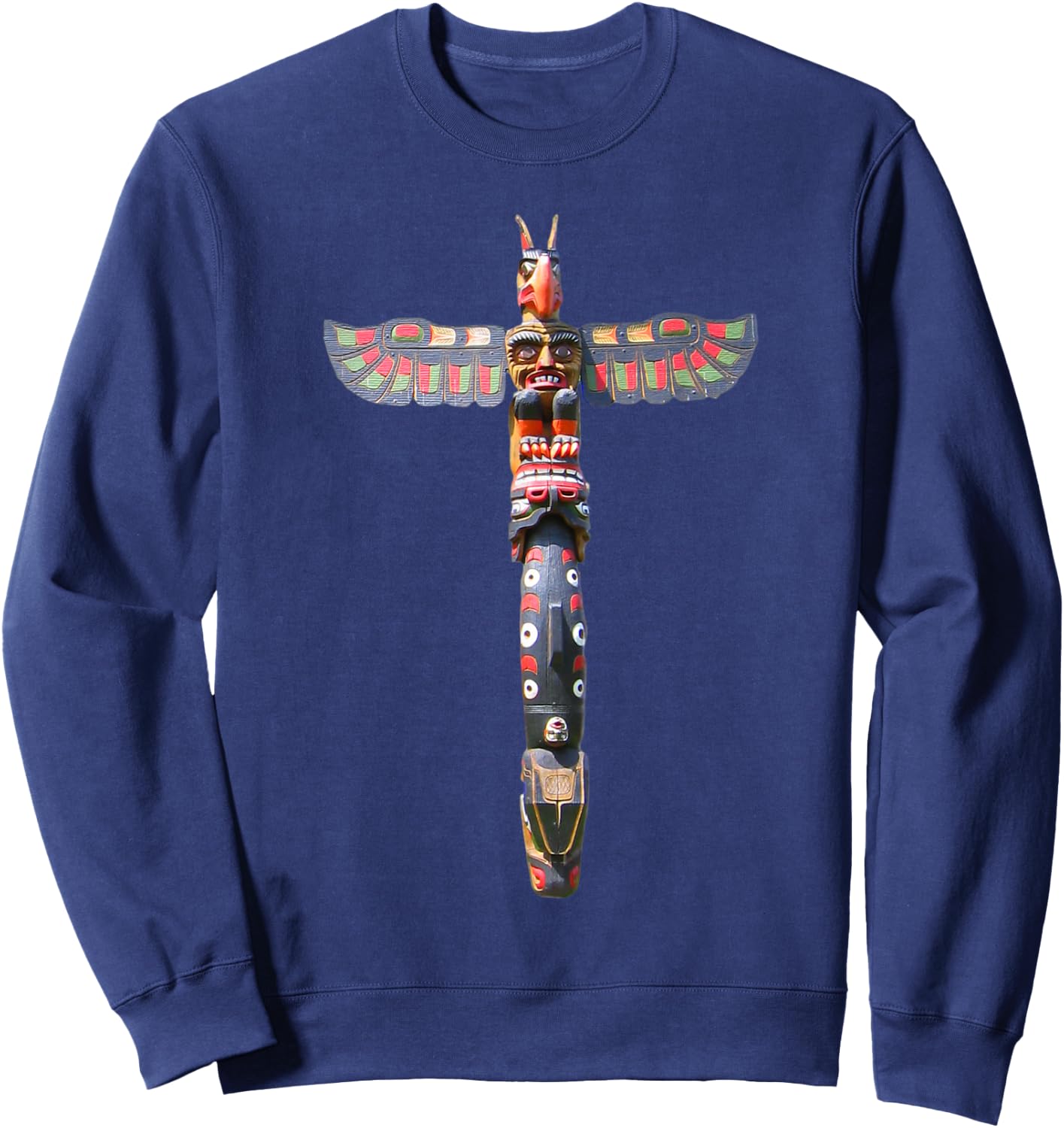 Native American Indian Northwest Totem Pole Art Washington Sweatshirt - Sweatshirt | Navy