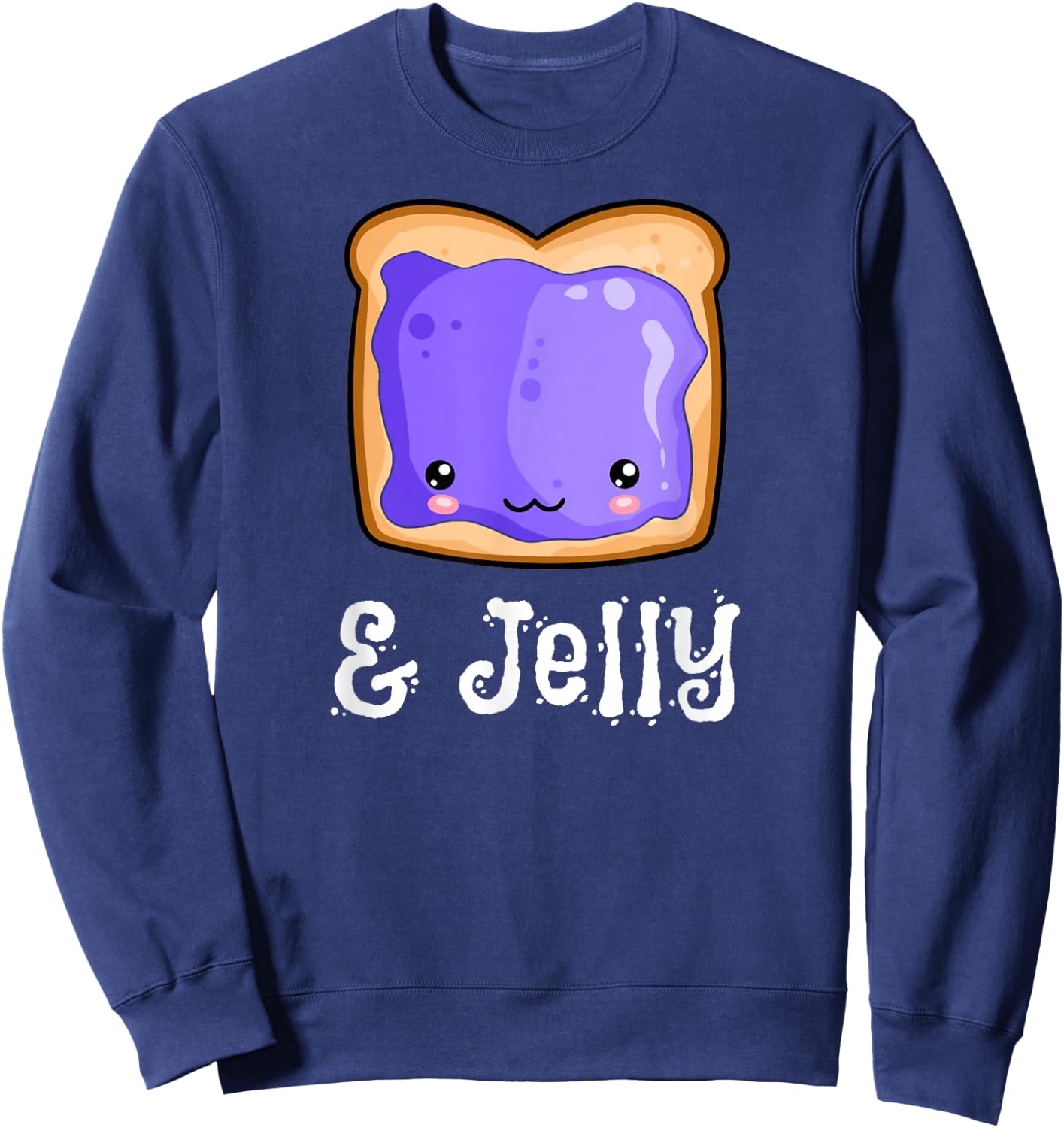 Kawaii Peanut Butter & Jelly PB&J Matching Blueberry Jam Sweatshirt - Sweatshirt | Navy