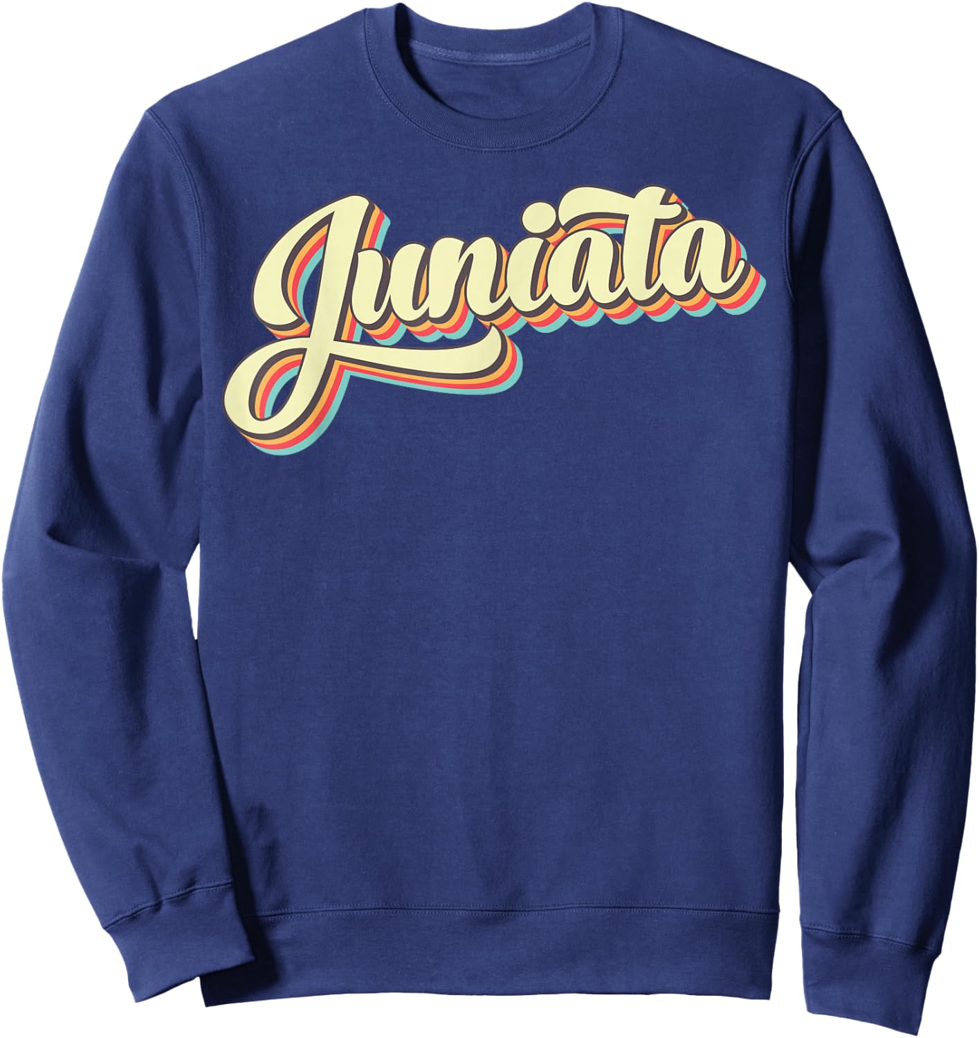 Juniata Retro Art Baseball Font Vintage Sweatshirt - Sweatshirt | Navy