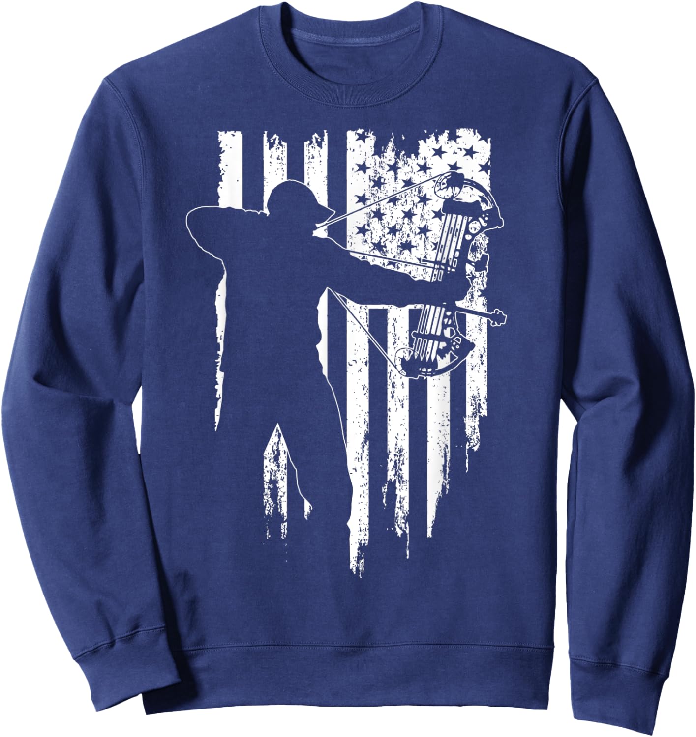 American Flag - Hunt Archery Bowhunting Compound Bow Hunting Women Men Sweatshirt - Sweatshirt | Navy