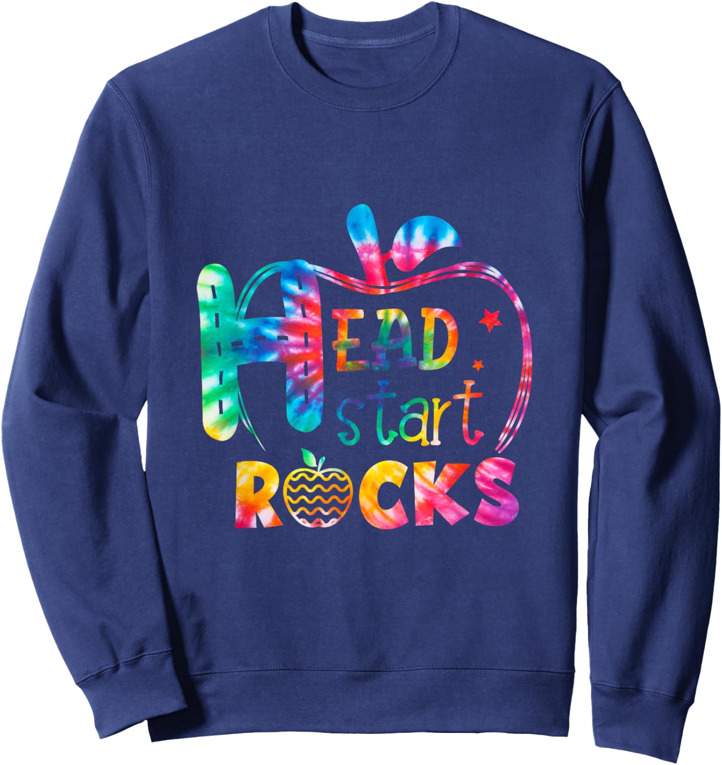 Hello Head Start Rock Tie Dye Back to School Teacher Women Kids Sweatshirt - Sweatshirt | Navy