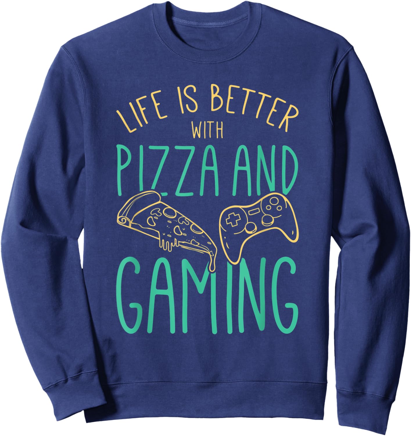 Video Gaming Design for a Gamer Cool Pizza Sweatshirt - Sweatshirt | Navy
