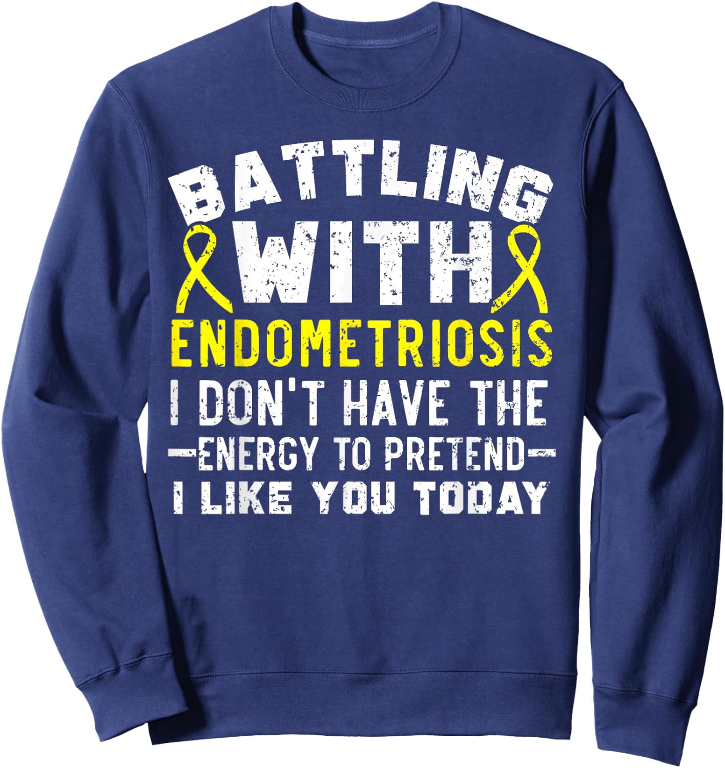 Battling With Endometriosis Awareness Disease Sweatshirt - Sweatshirt | Navy