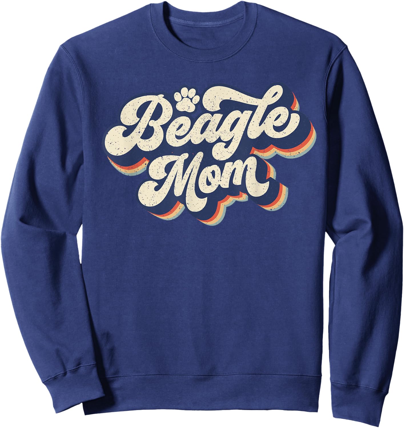 Vintage Mother's Day Gift Dog Lovers Groovy Beagle Mom Sweatshirt - Sweatshirt | Navy