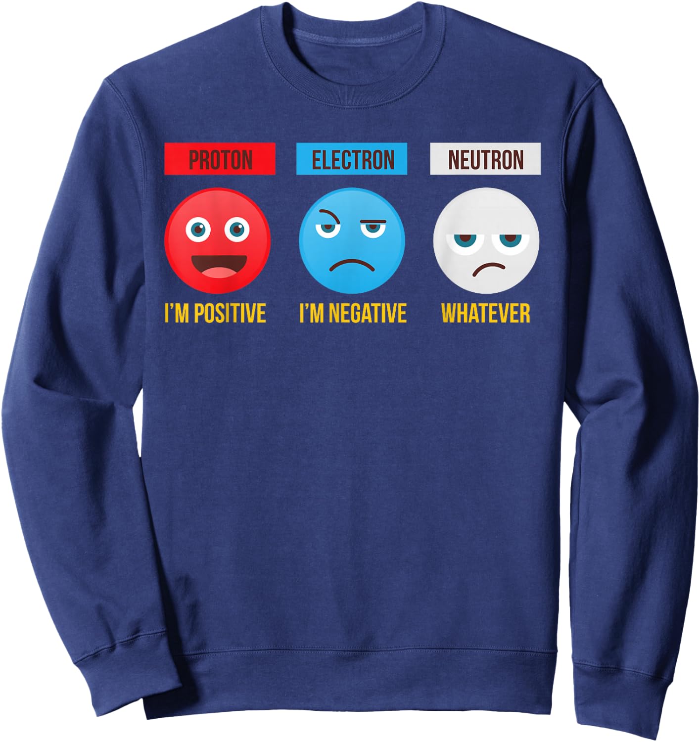 Proton Electron Neutron Positive Negative Whatever Science Sweatshirt - Sweatshirt | Navy