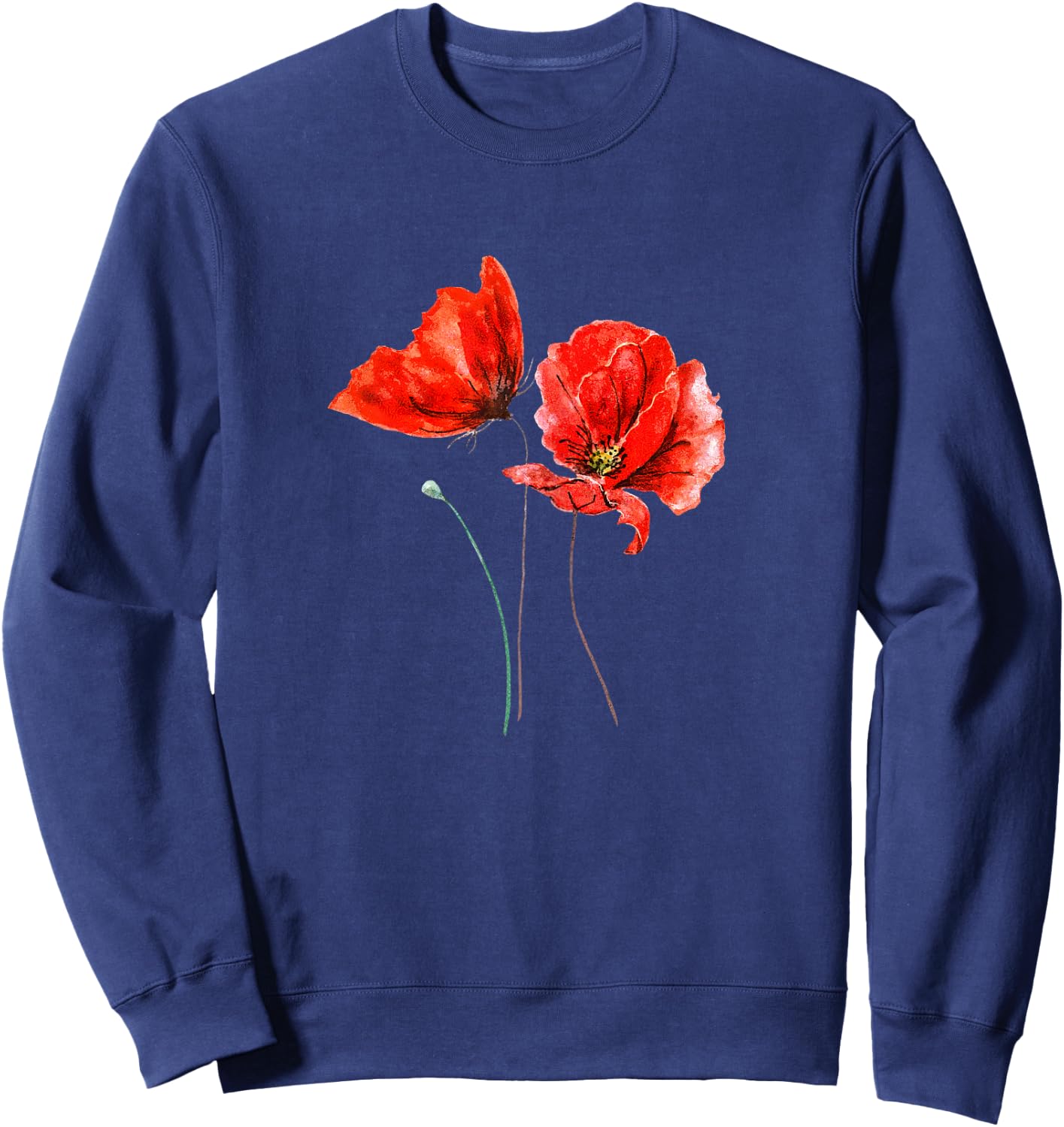 Poppies red poppy flower nature Sweatshirt - Sweatshirt | Navy