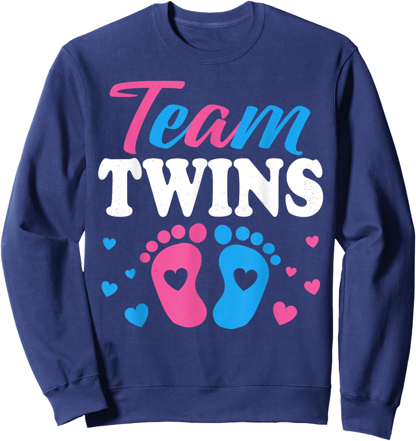 Team Twins Gender Reveal Twin Mom and Dad Boy Girl Sweatshirt - Sweatshirt | Navy