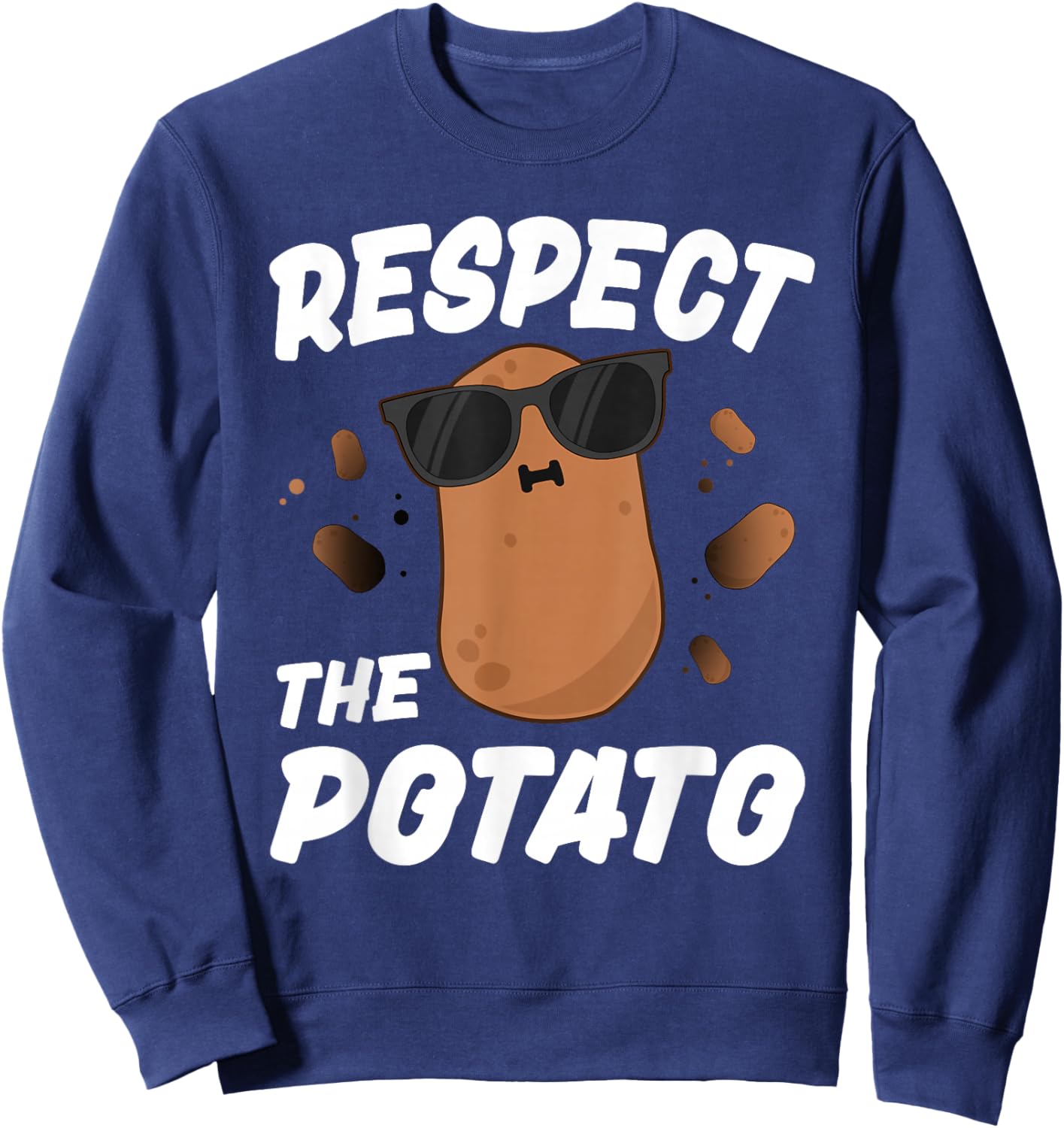 Respect The Potato For Boys Men Funny Vegetable Sweatshirt - Sweatshirt | Navy