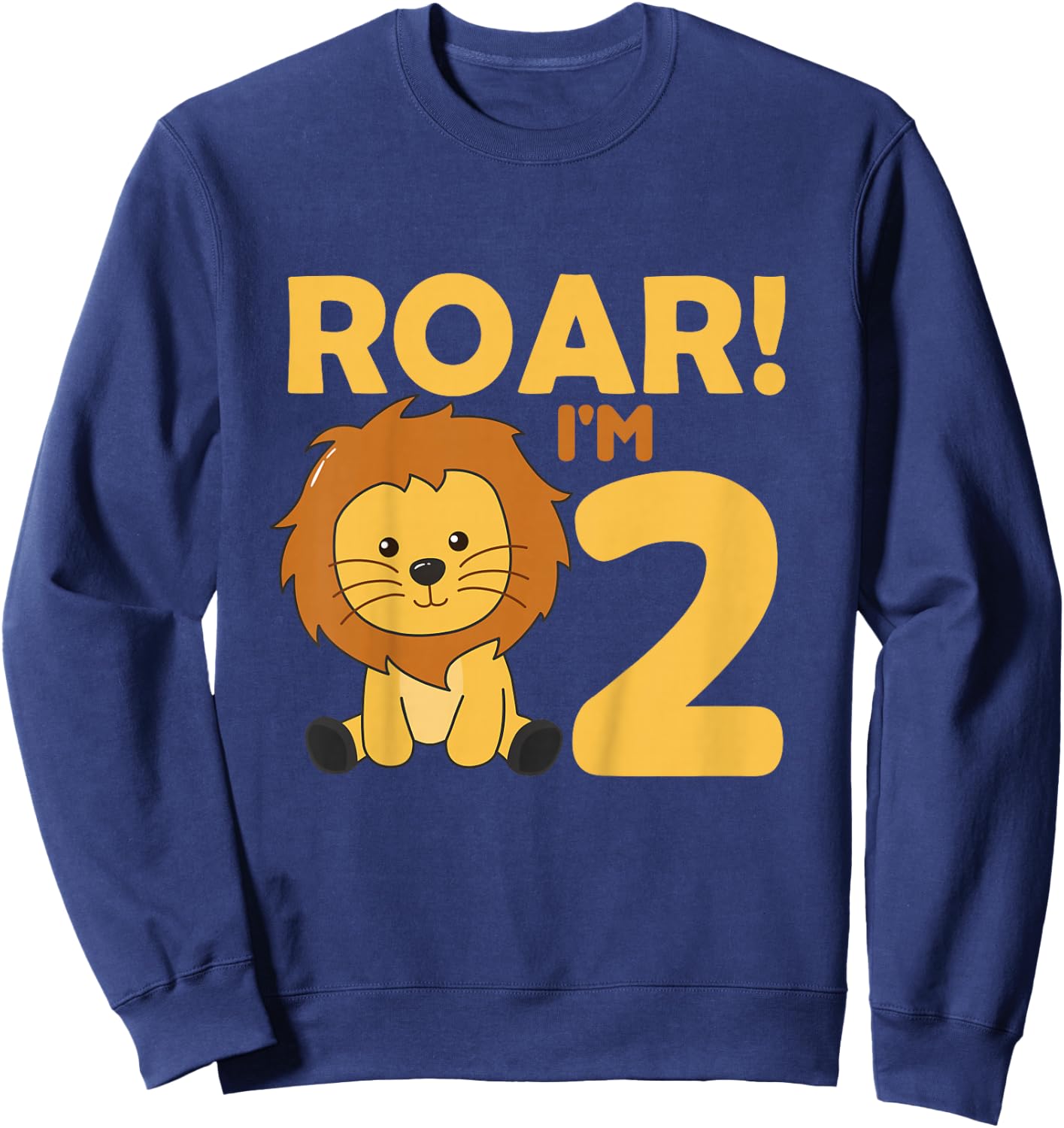 Kids Children 2nd Birthday Lion 2 Years Old Boy Lion Animal King Sweatshirt - Sweatshirt | Navy