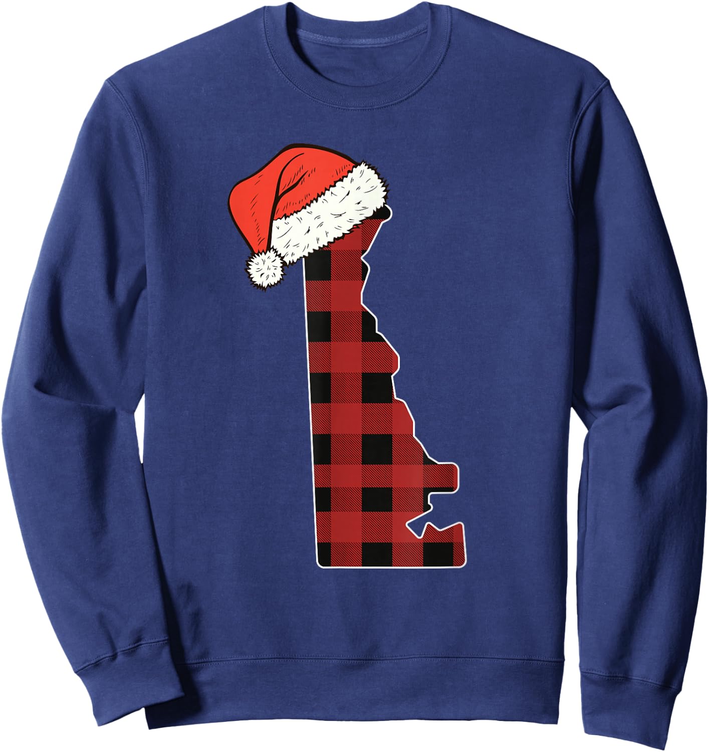 Delaware Plaid Christmas Santa Hat Holiday Matching Design Sweatshirt - Sweatshirt | Navy