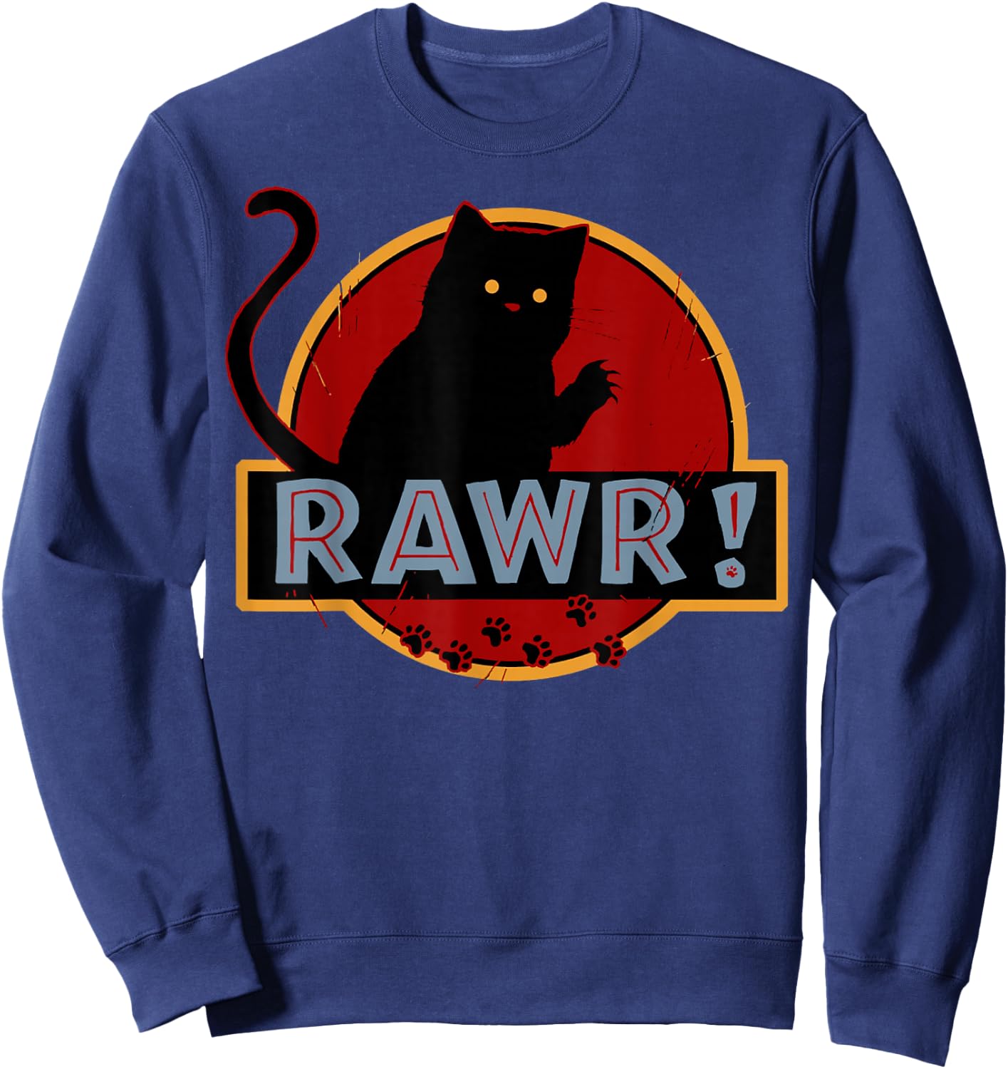 Funny Vintage Kitty Cat Lover Rawr Kitty Cat Vintage Sweatshirt - Sweatshirt | Navy