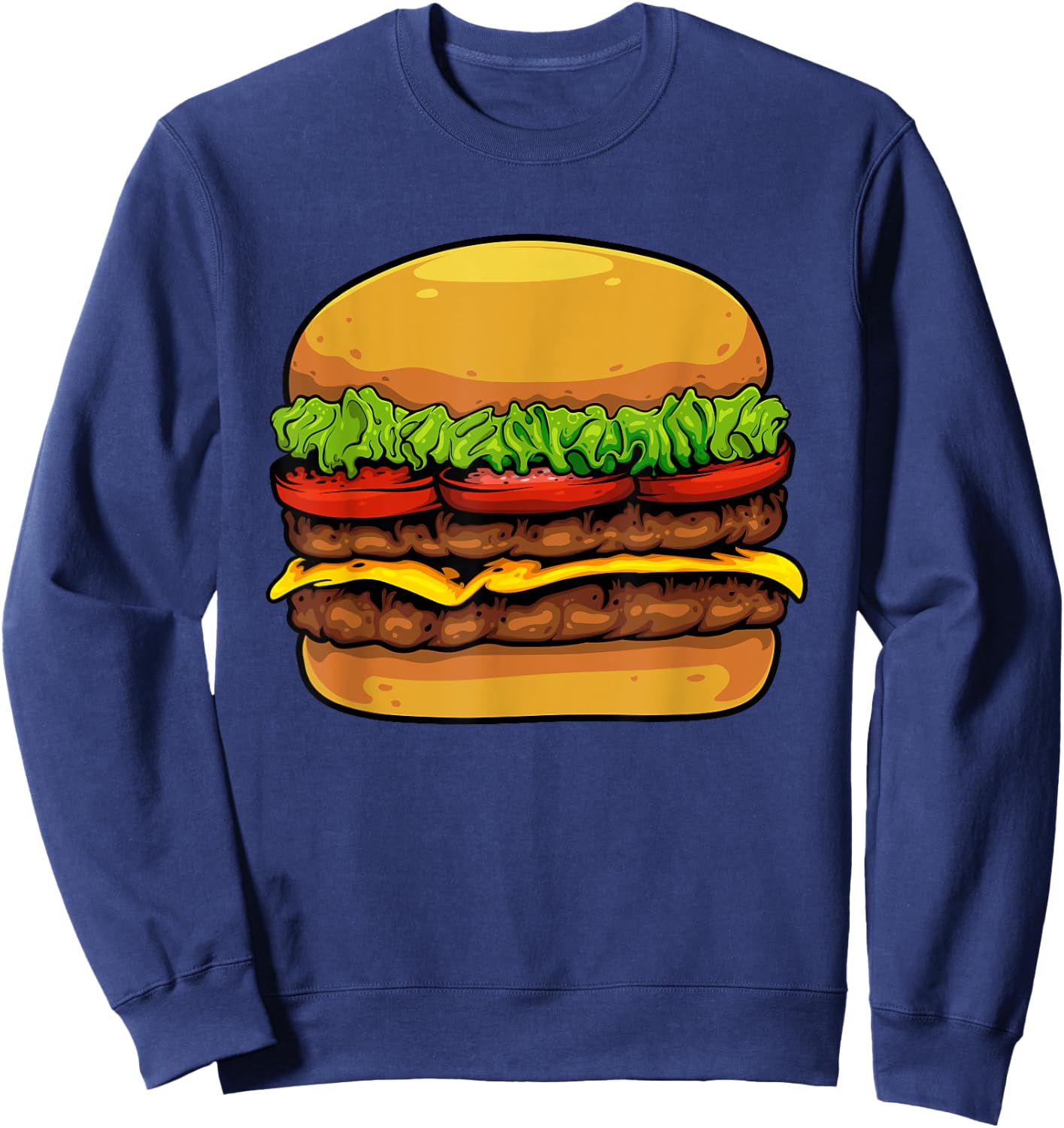 Funny Hamburger Art For Kids Men Women Cheeseburger Lover Sweatshirt - Sweatshirt | Navy