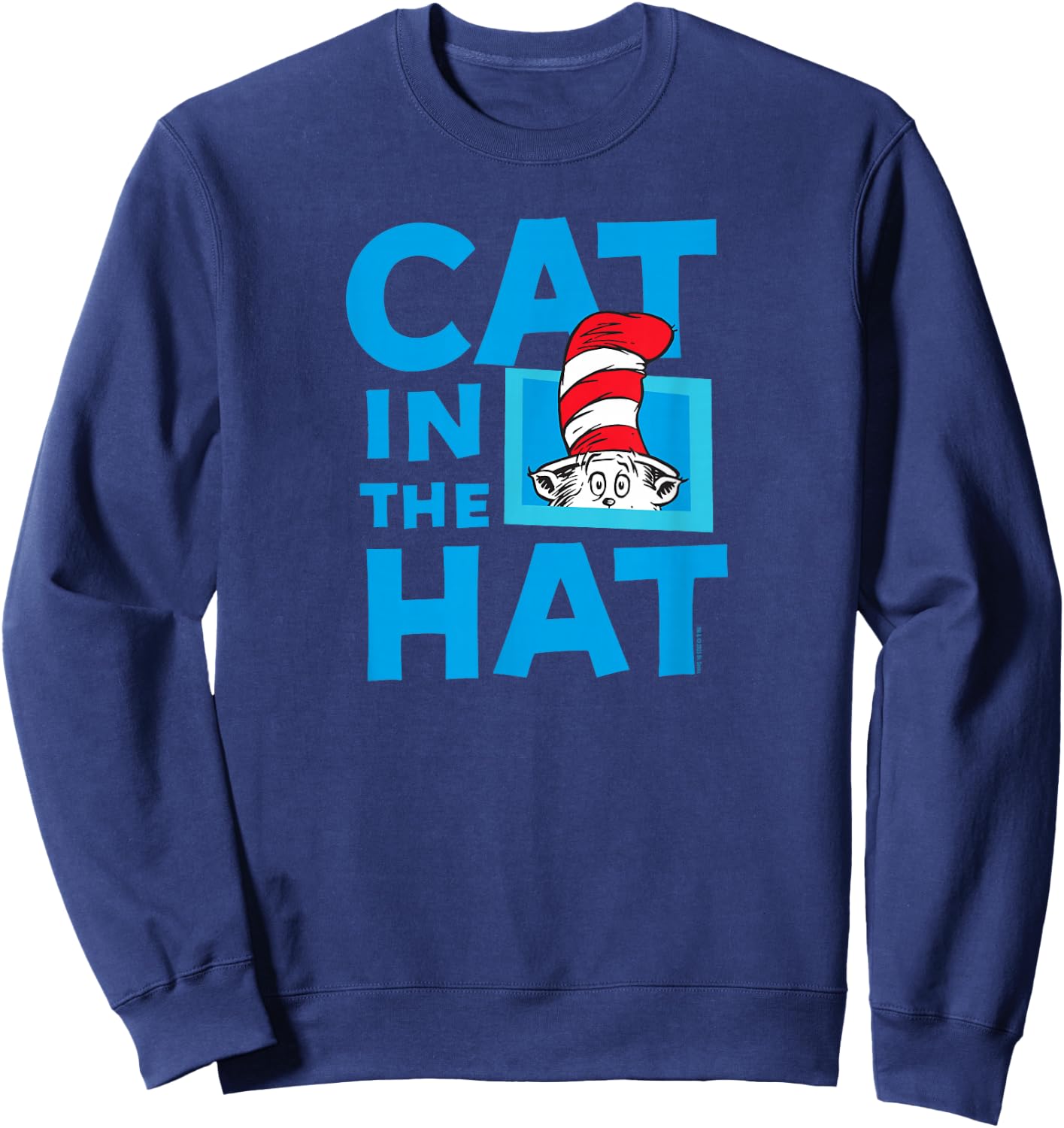 Dr. Seuss Cat in The Hat Logo Officially Licensed Sweatshirt - Sweatshirt | Navy