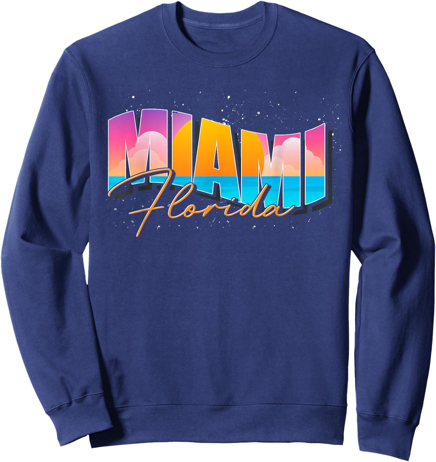 FL State Summer Vacation Tropical South Beach Miami Florida Sweatshirt - Sweatshirt | Navy