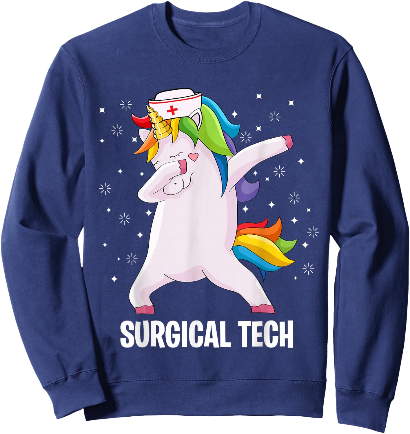 Funny Scrub Tech Surgical Tech Week Technologist Unicorn Sweatshirt - Sweatshirt | Navy