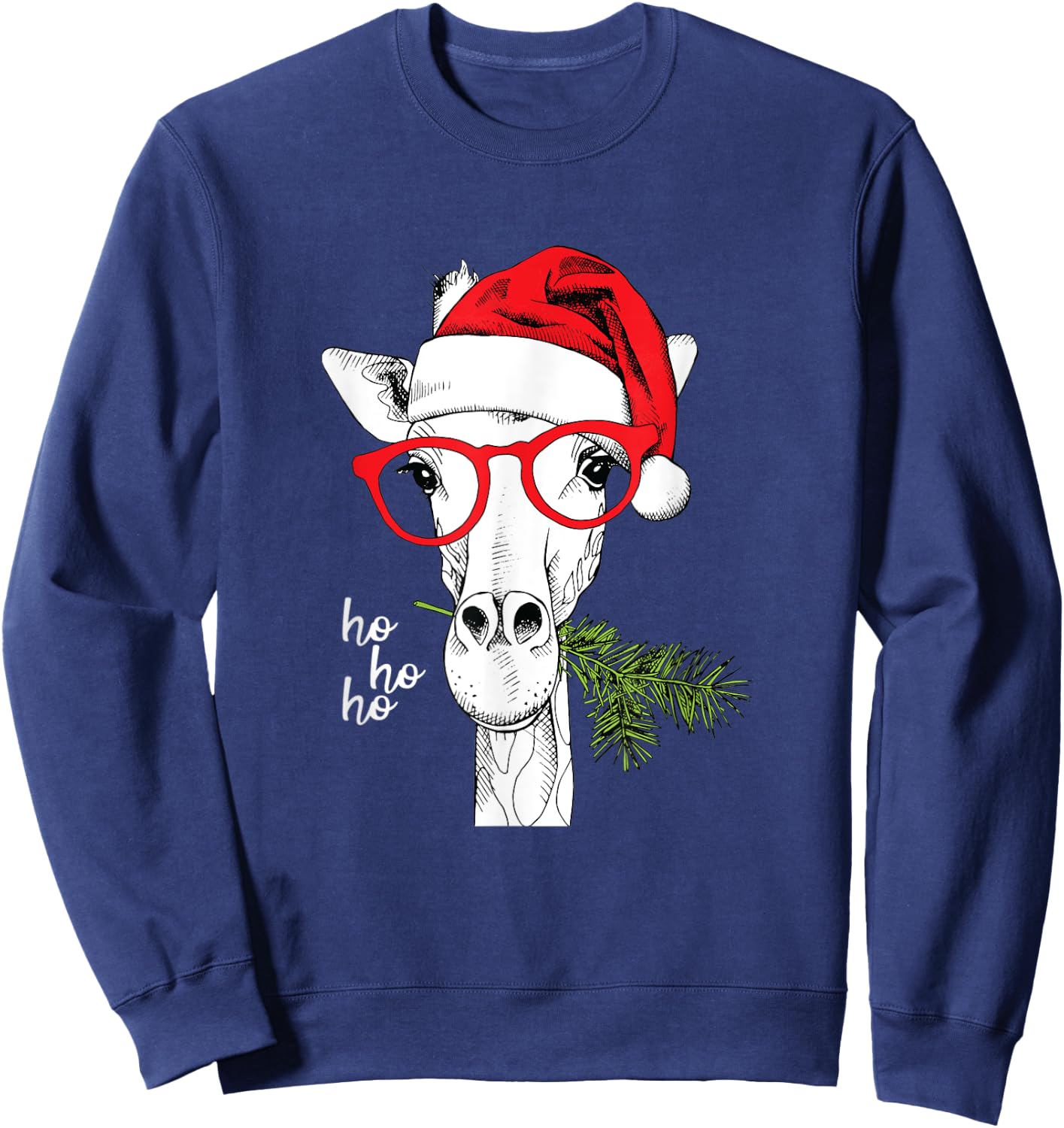 Santa Giraffe Funny Christmas, , Men, Girls, Boys Sweatshirt - Sweatshirt | Navy