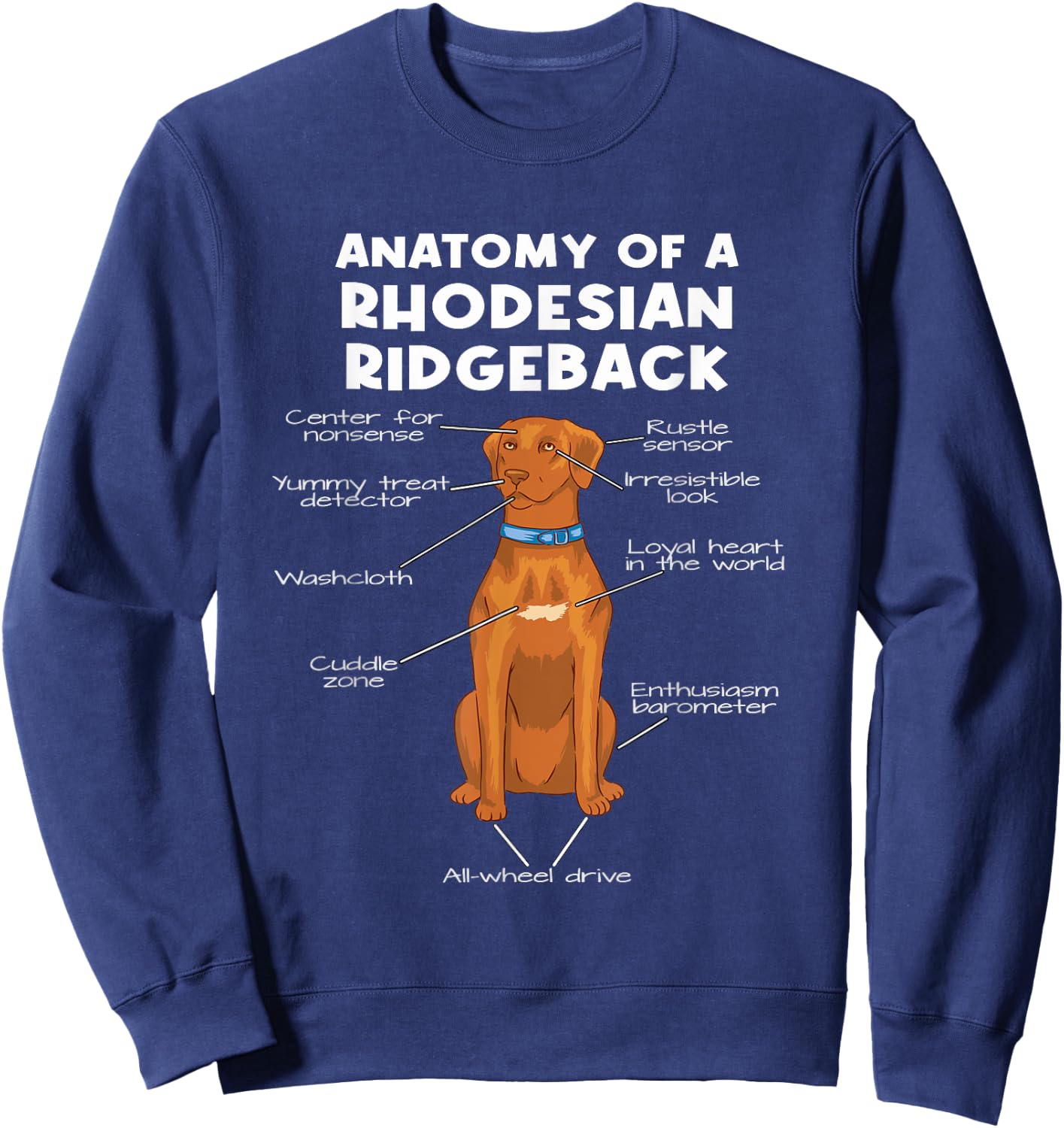 Anatomy of a Rhodesian Ridgeback | Dog Rhodesian Ridgeback Sweatshirt - Sweatshirt | Navy