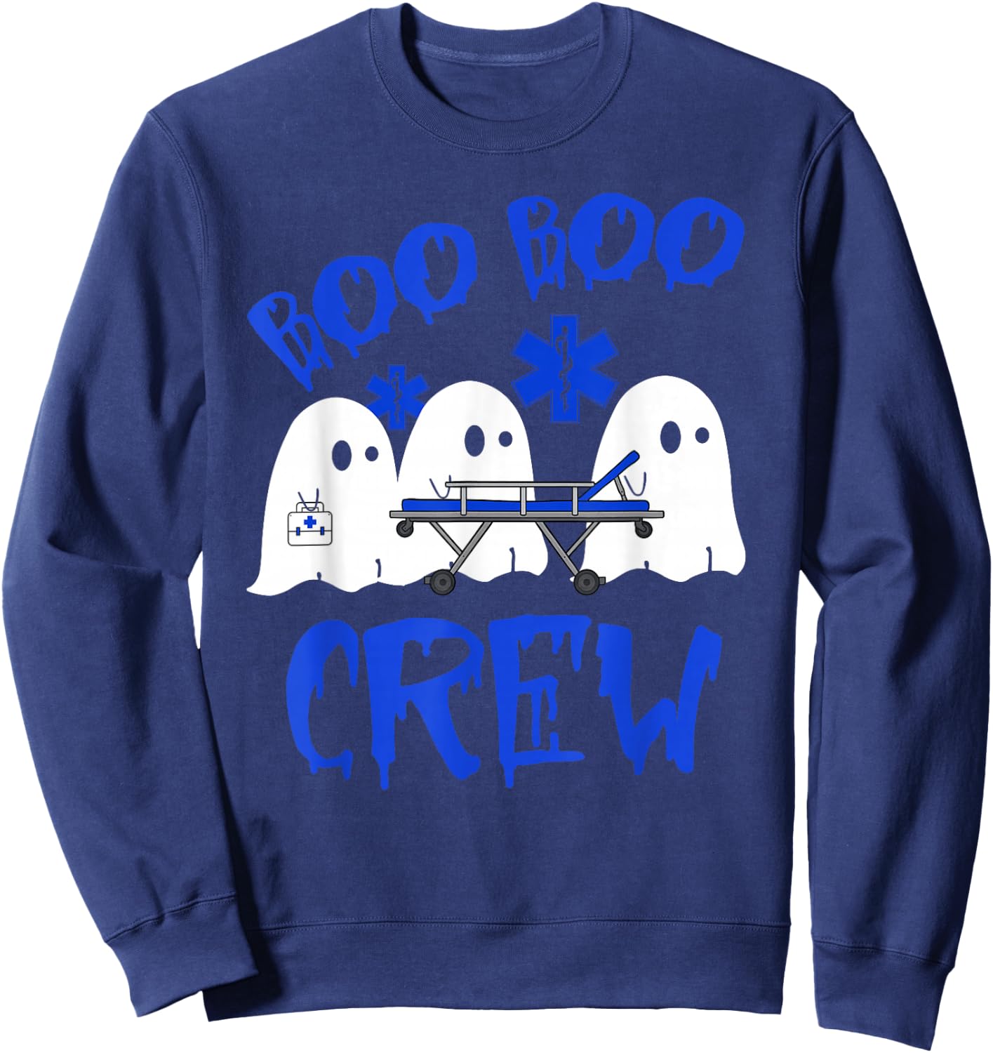 Boo Boo Crew Funny Ghost EMT EMS Paramedic Nurse Halloween Sweatshirt - Sweatshirt | Navy