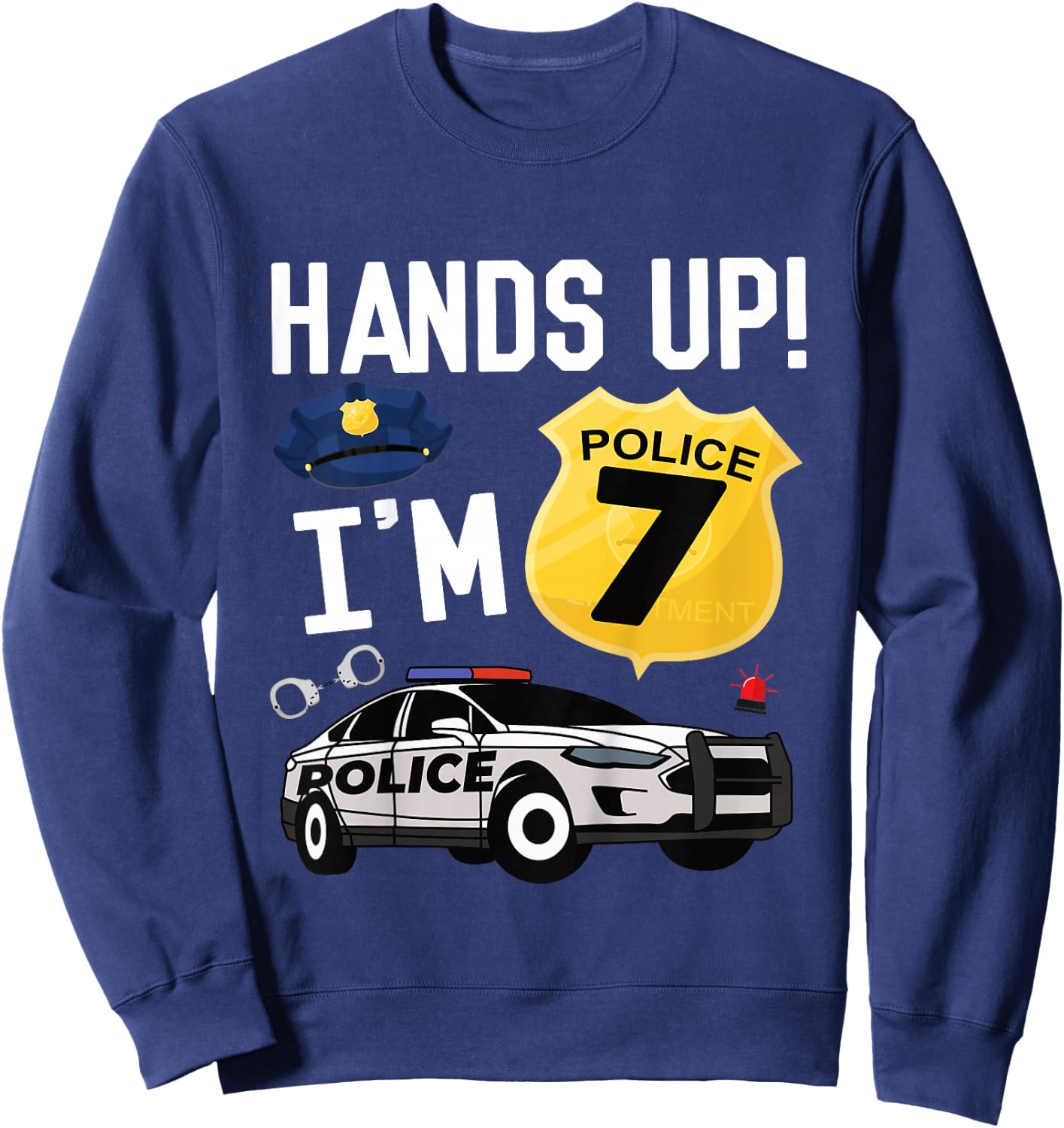 Kids 7th Birthday Policeman Boy Seven Year Old Police Officer Sweatshirt - Sweatshirt | Navy
